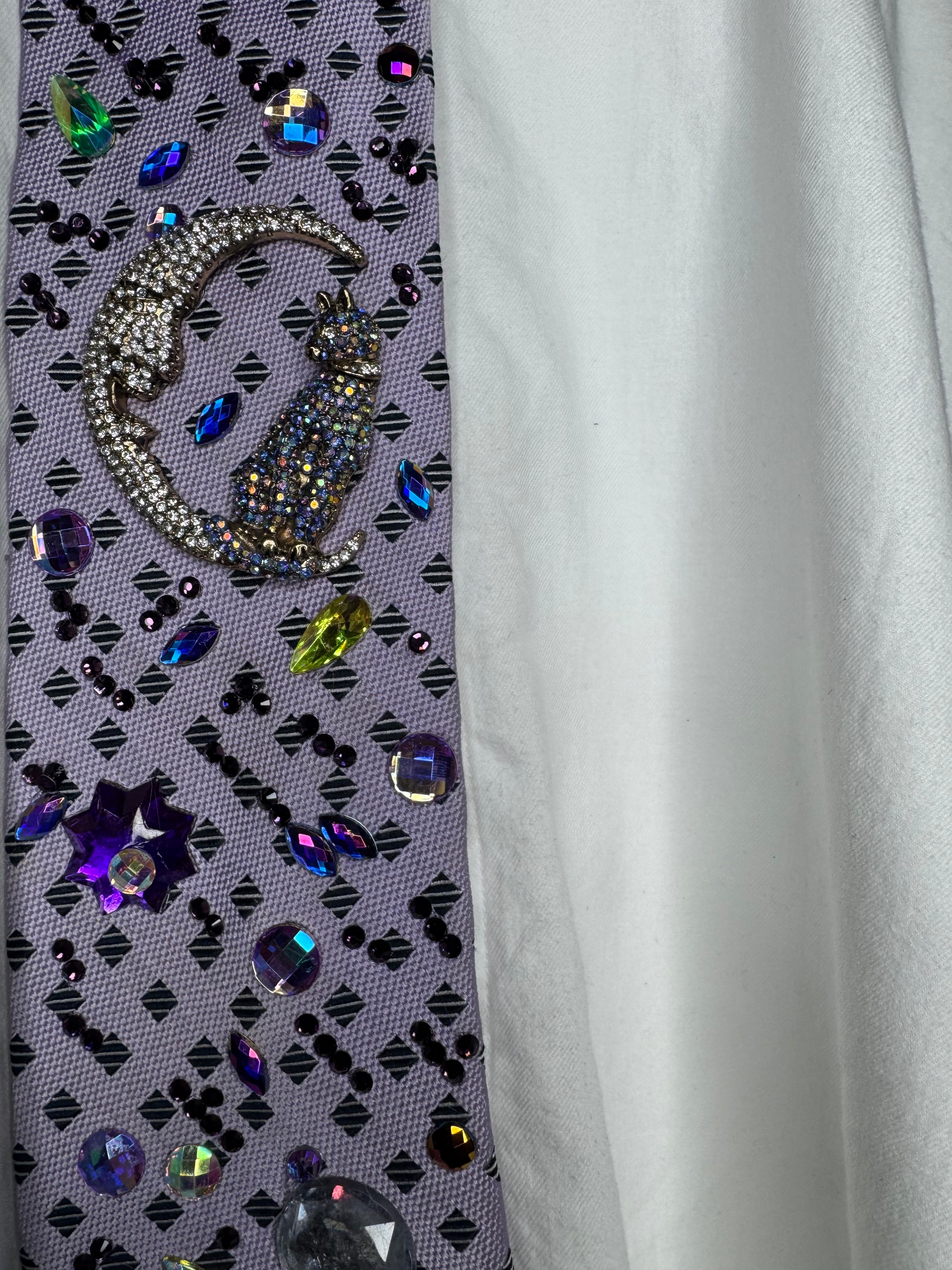Purple Cat On Moon Jewel Space Royalty Tie