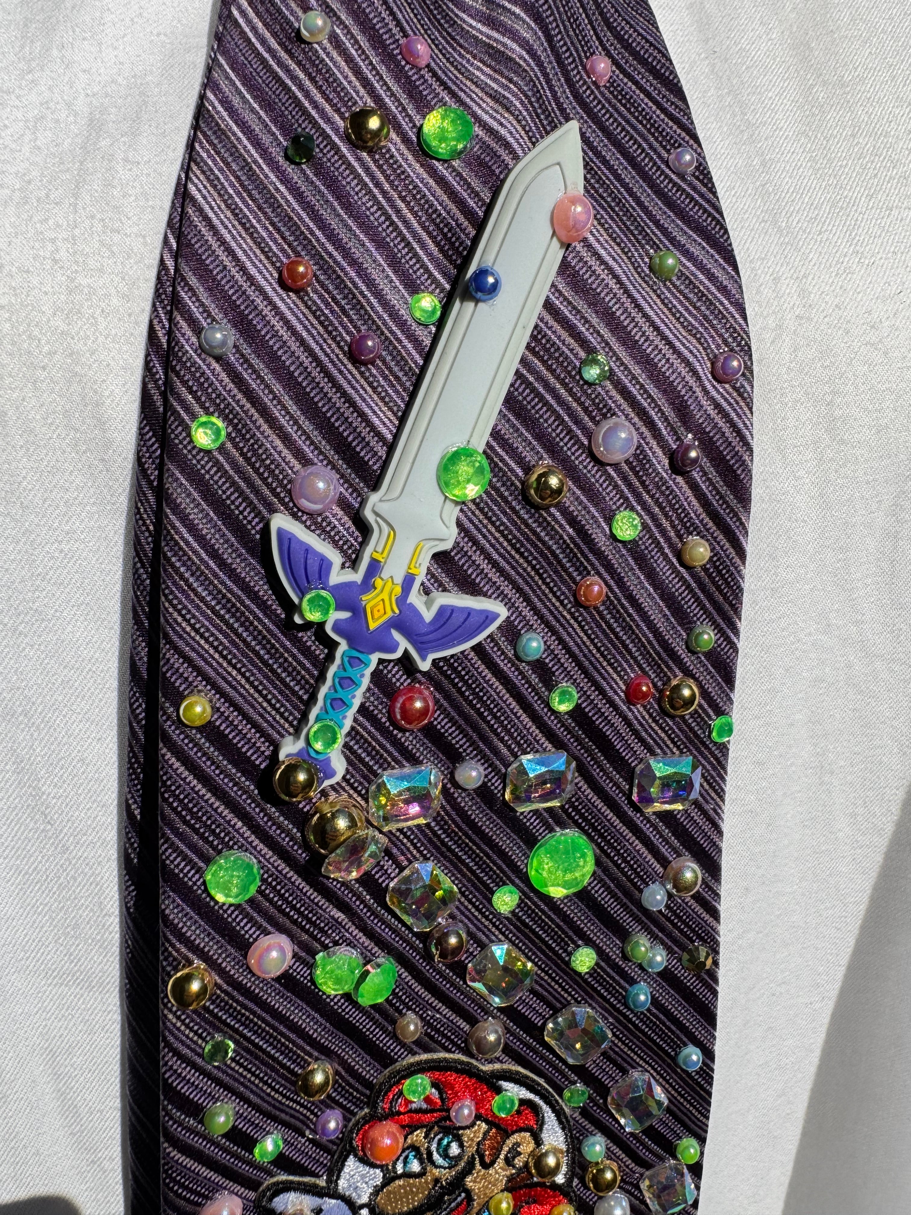 Purple Striped Gameboy Exploding Games Ultimate Gamer Tie