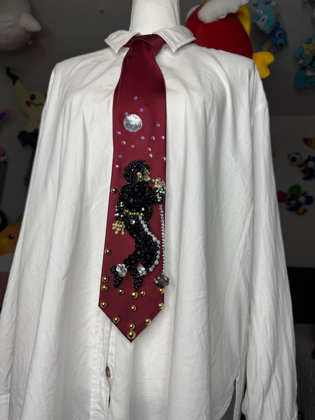 Red Michael Jackson Toe Stand Singing Into Mic Pose Bad Tour In London 1988 Tie