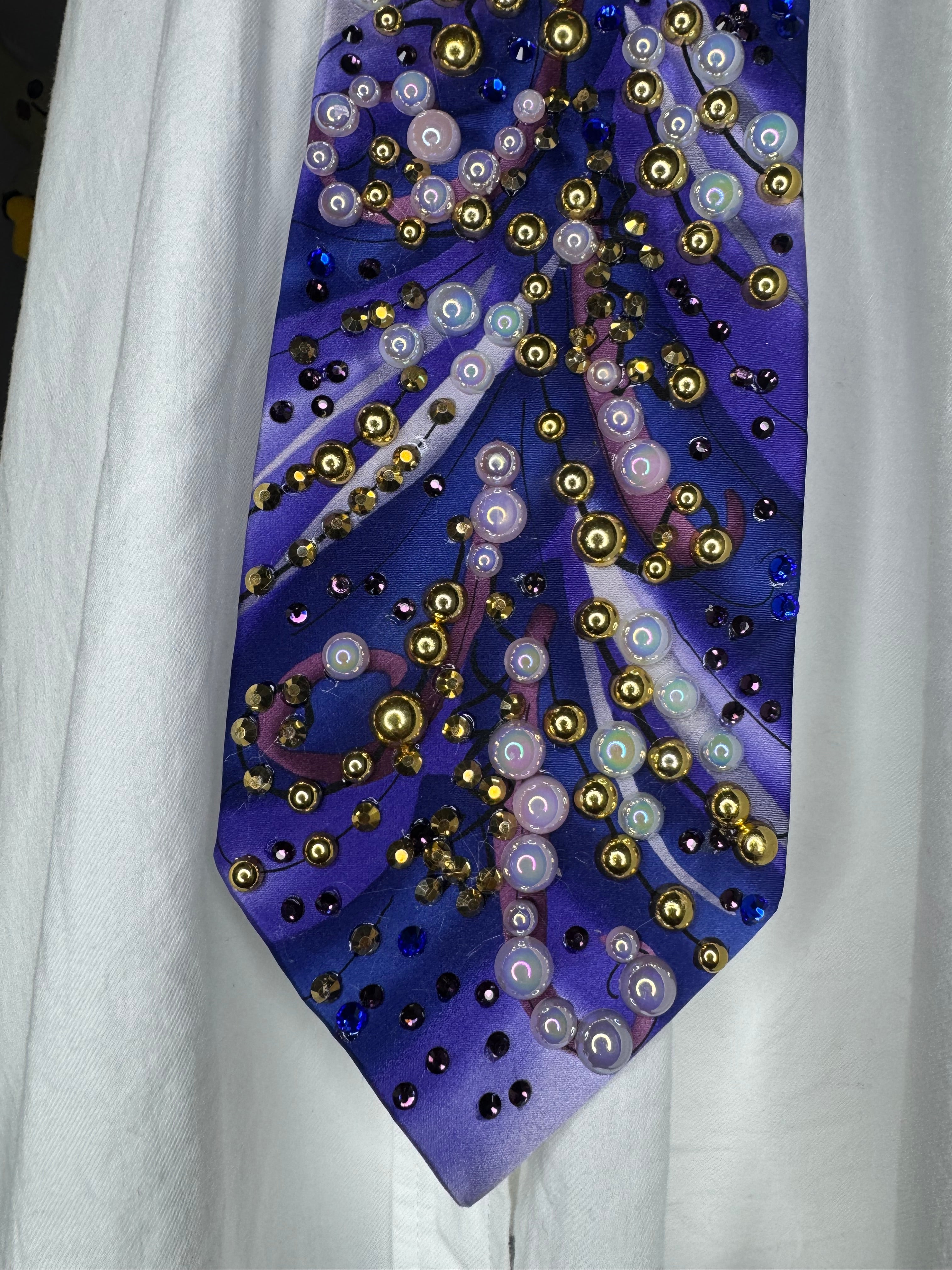 Purple and Pink Luxurious Pearl Branch Royalty Tie