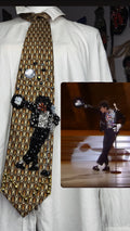 Gold Michael Jackson Hitting Crossed Legs Arm Out With Fedora Move to Billie Jean Motown 1984 Tie