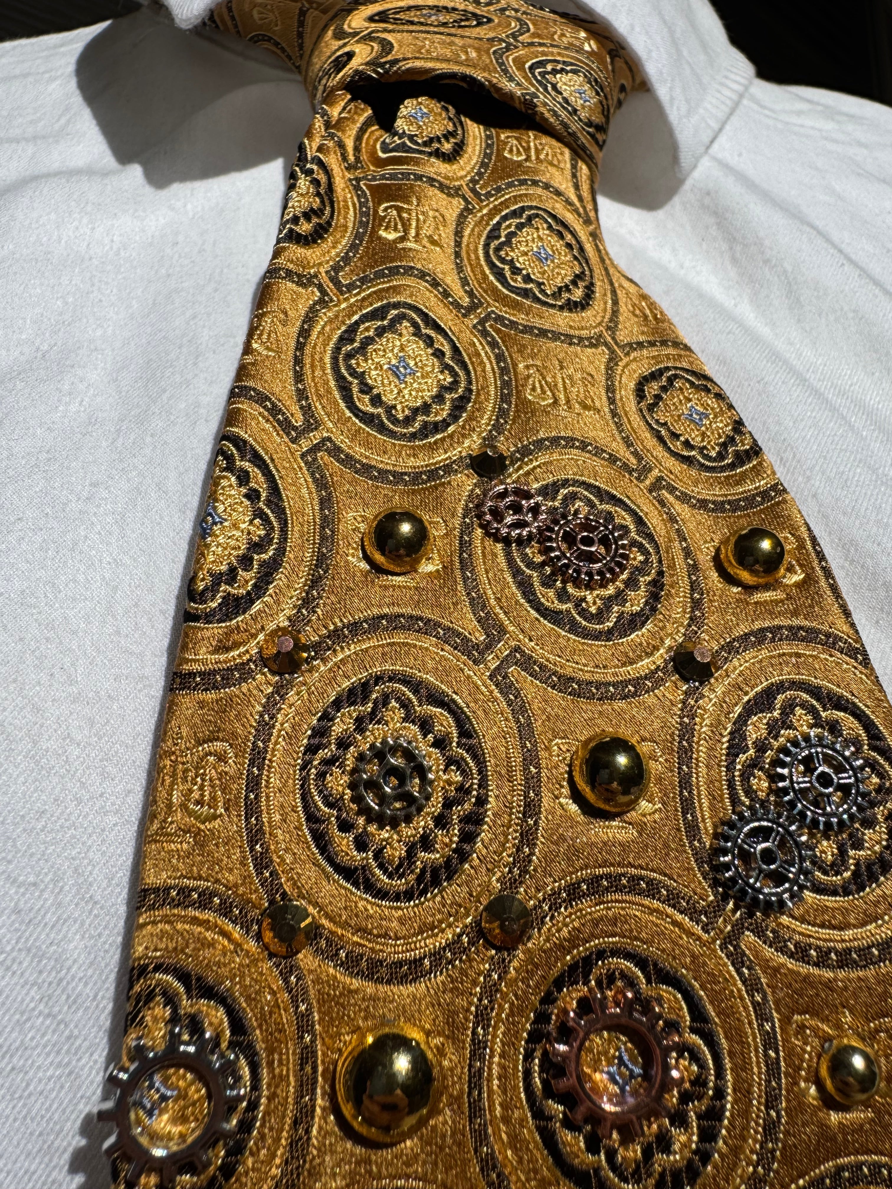 Gold Gears and Compass Exploration Royalty Tie