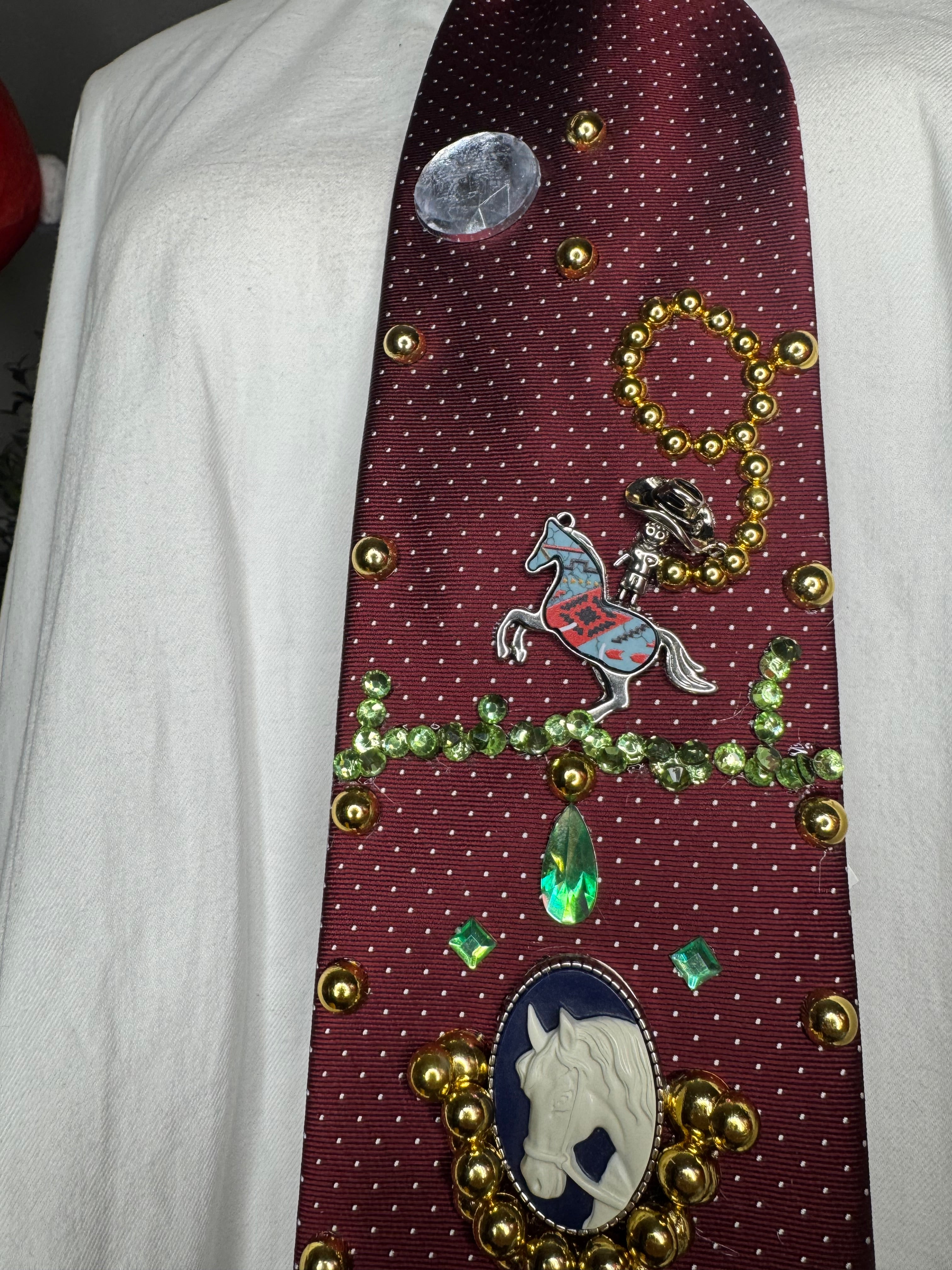 Burgundy Cowboy Lassoing Buffalo In Rodeo Show Cowboy Tie