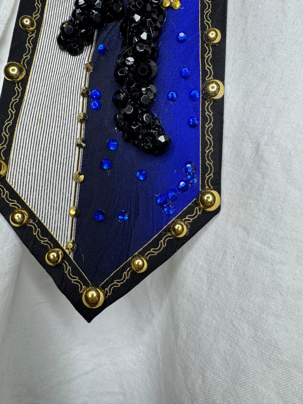 Navy Blue Egyptian Print Michael Jackson Hitting Hand Knee Tut Move for Remember the Time Tie