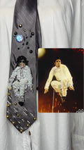 Metallic Grey Michael Jackson In the Air In All White Jumpsuit Performing Workin Day n Night Bad Tour 1988 Tie
