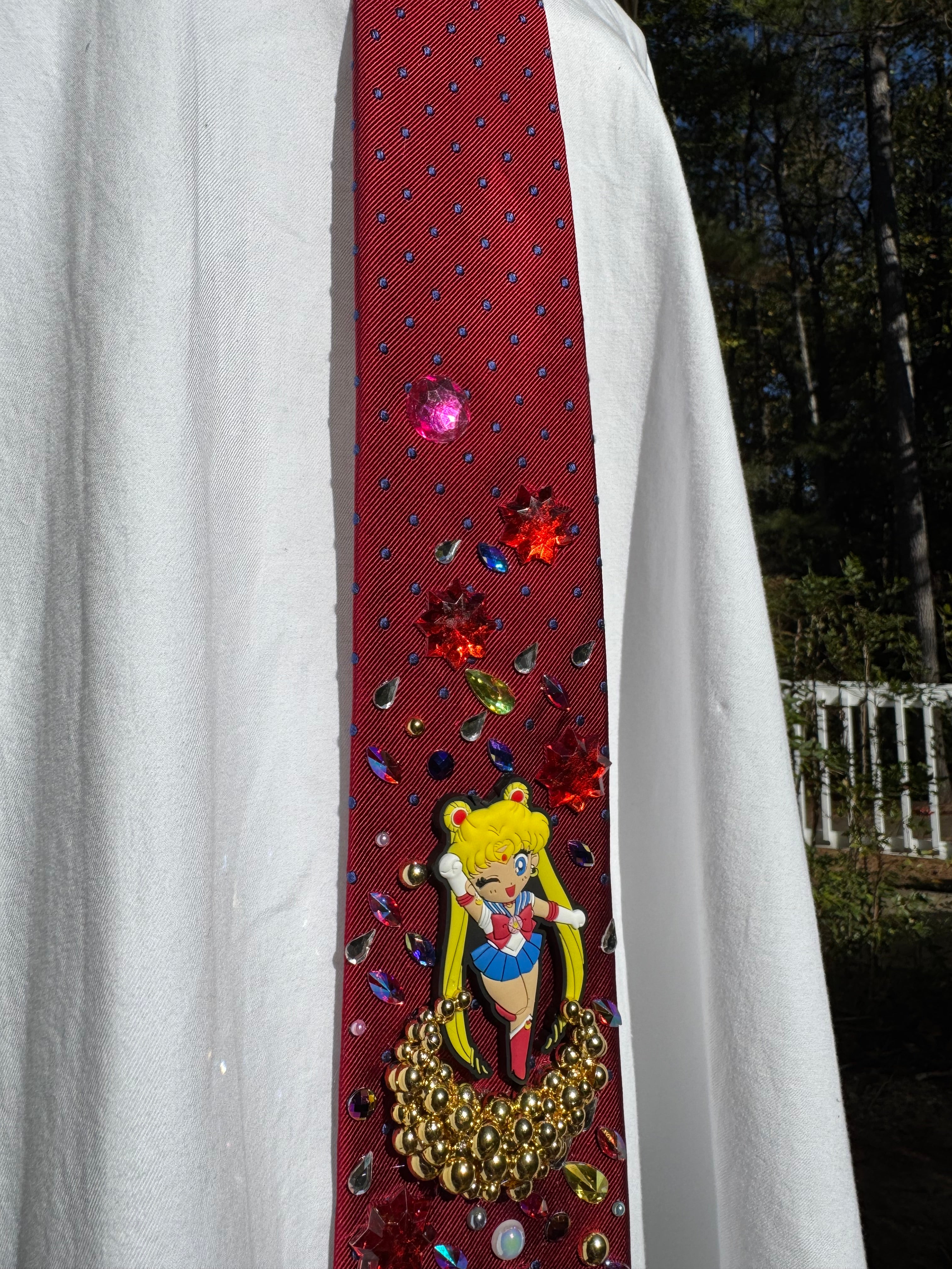 Red Usagi Tsukino on Golden Moon in Jewel Galaxy Sailor Moon Anime Tie
