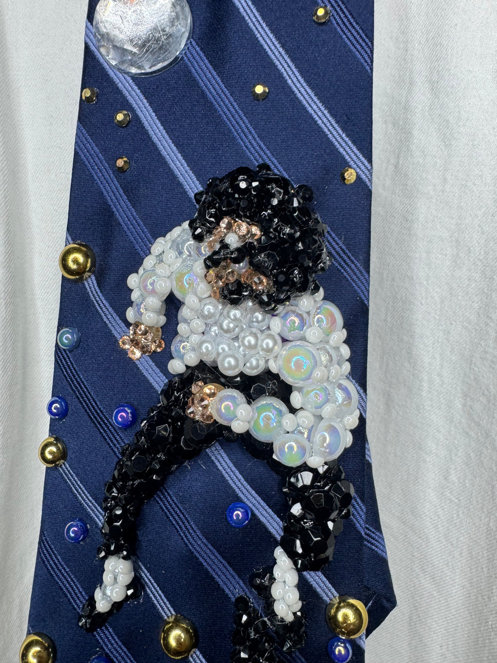 Navy Blue Striped Michael Jackson Double Dance Scene From Ghosts Short Film