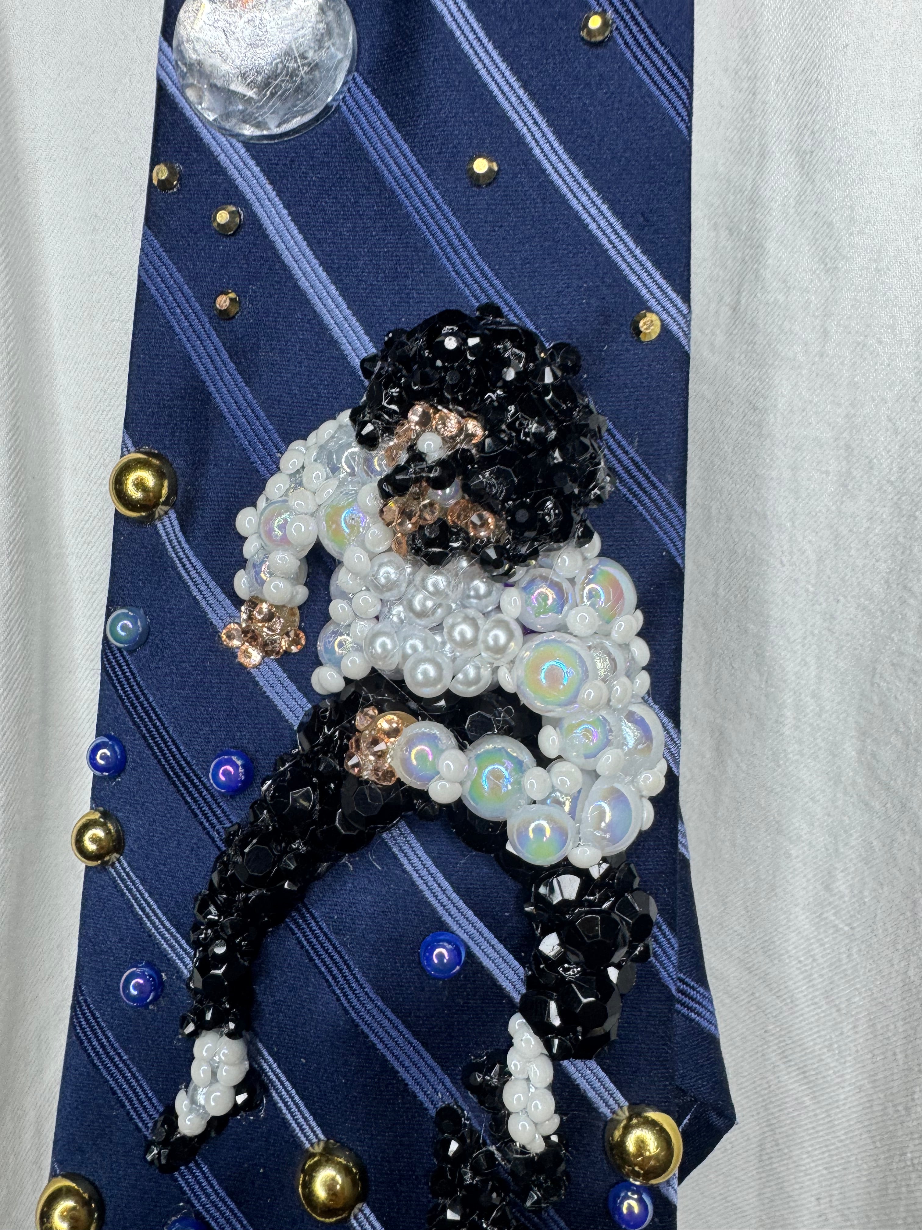 Navy Blue Striped Michael Jackson Double Dance Scene From Ghosts Short Film
