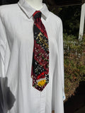 Red and Black Striped Smiley Santa Face Christmas Tie
