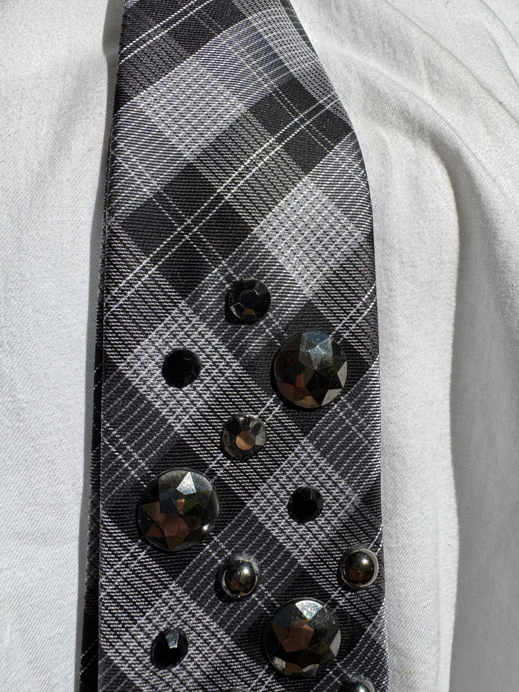 Grey and Black Plaid King of Hearts High Class Royalty Tie