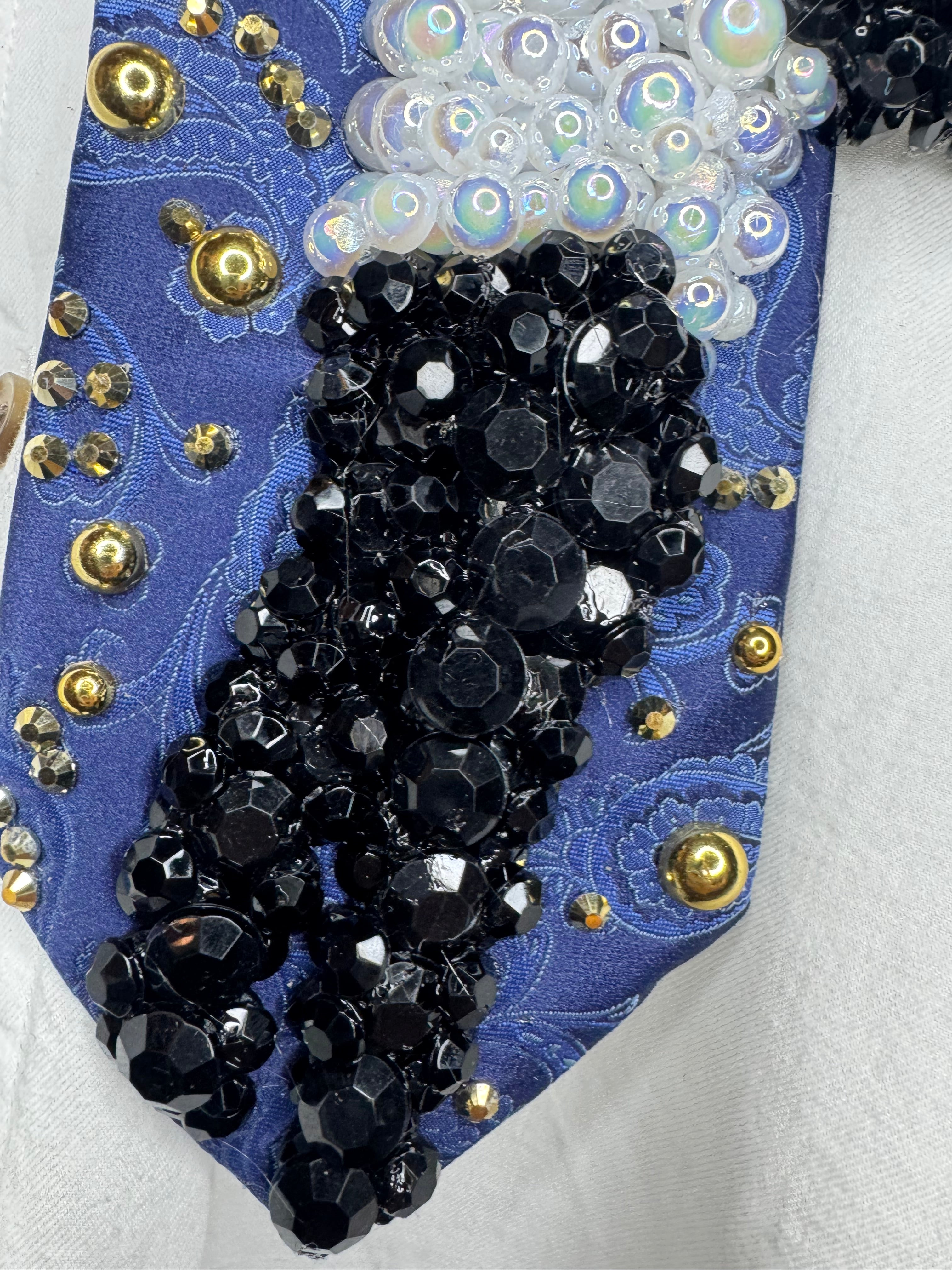 Navy Blue Paisley Michael Jackson Over Air Vent Feeling it DSTYGE Destiny Tour 1979 Tie