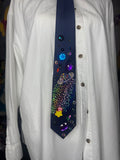 Navy Blue Kirby on Star Leaving Rainbow Stardust Anime Tie