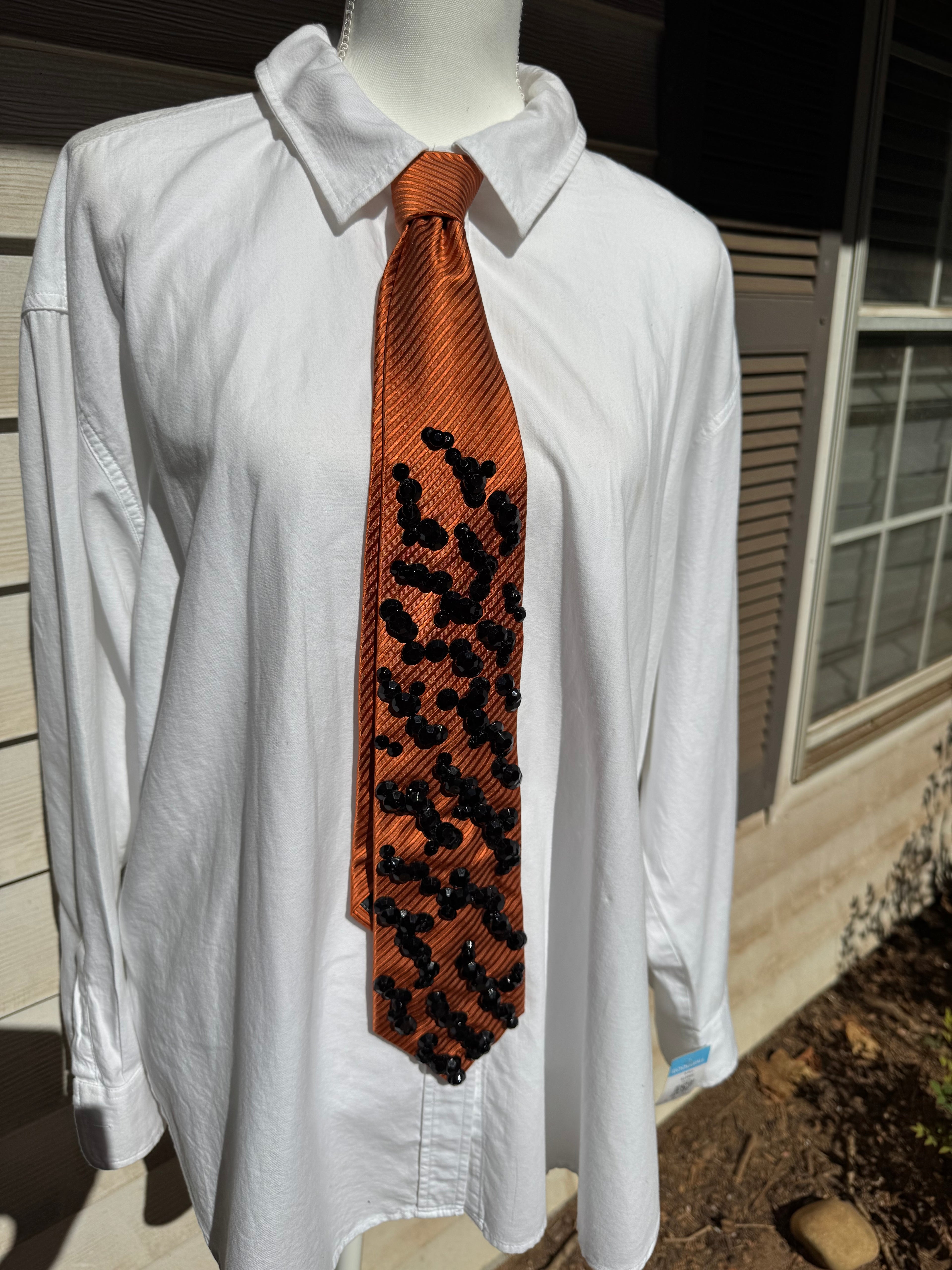 Orange Tiger Print Nature Tie