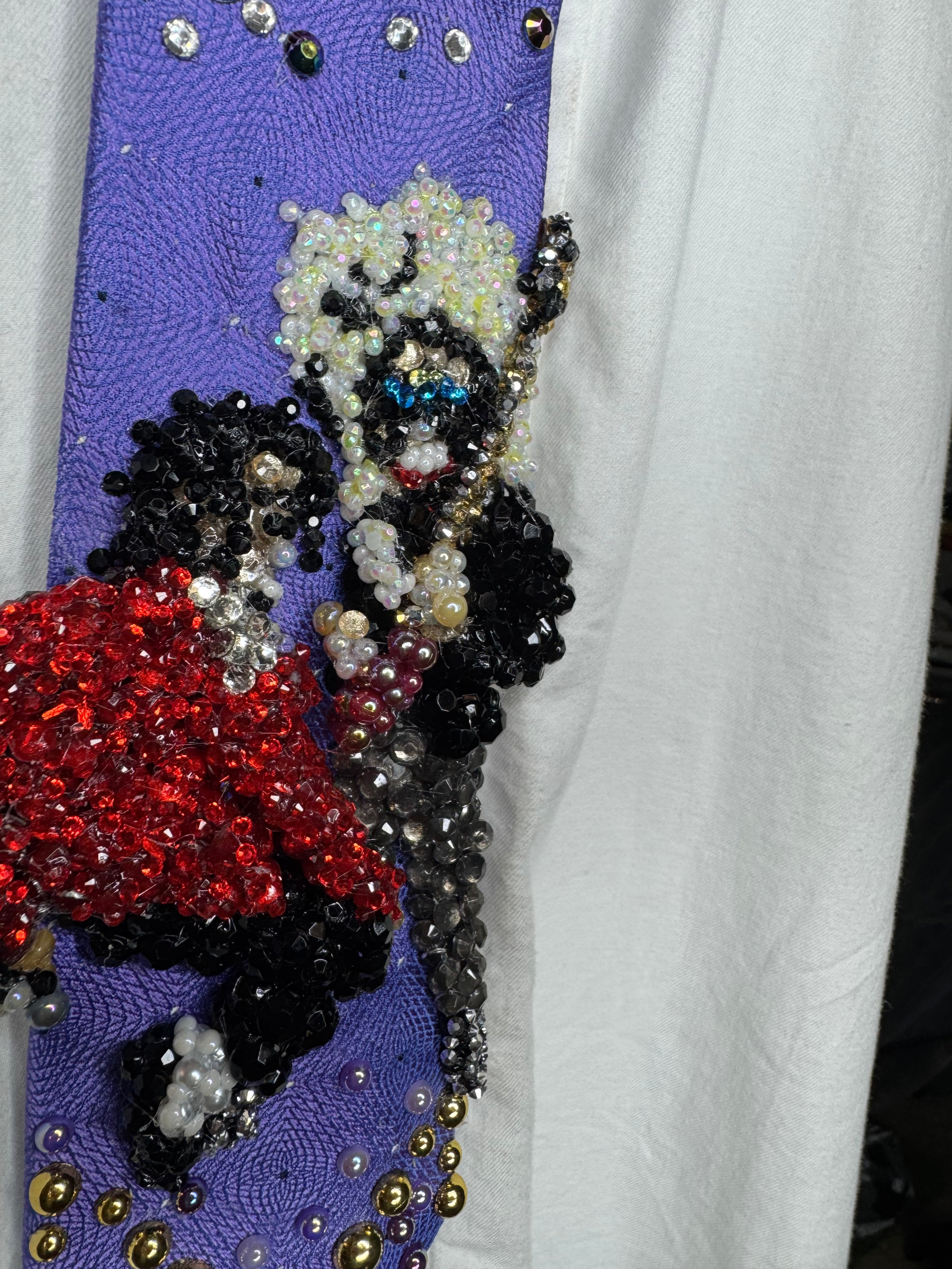 Electric Purple Michael Jackson Hanging Onto Jennifer Batten’s Leg During Eddie Van Halen Guitar Solo For Beat It HIStory Tour 1987 Tie