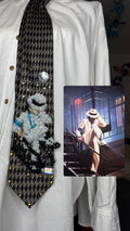 Grey Michael Jackson Kicking Leg Up Down Moving Stairs Smooth Criminal Music Video Tie