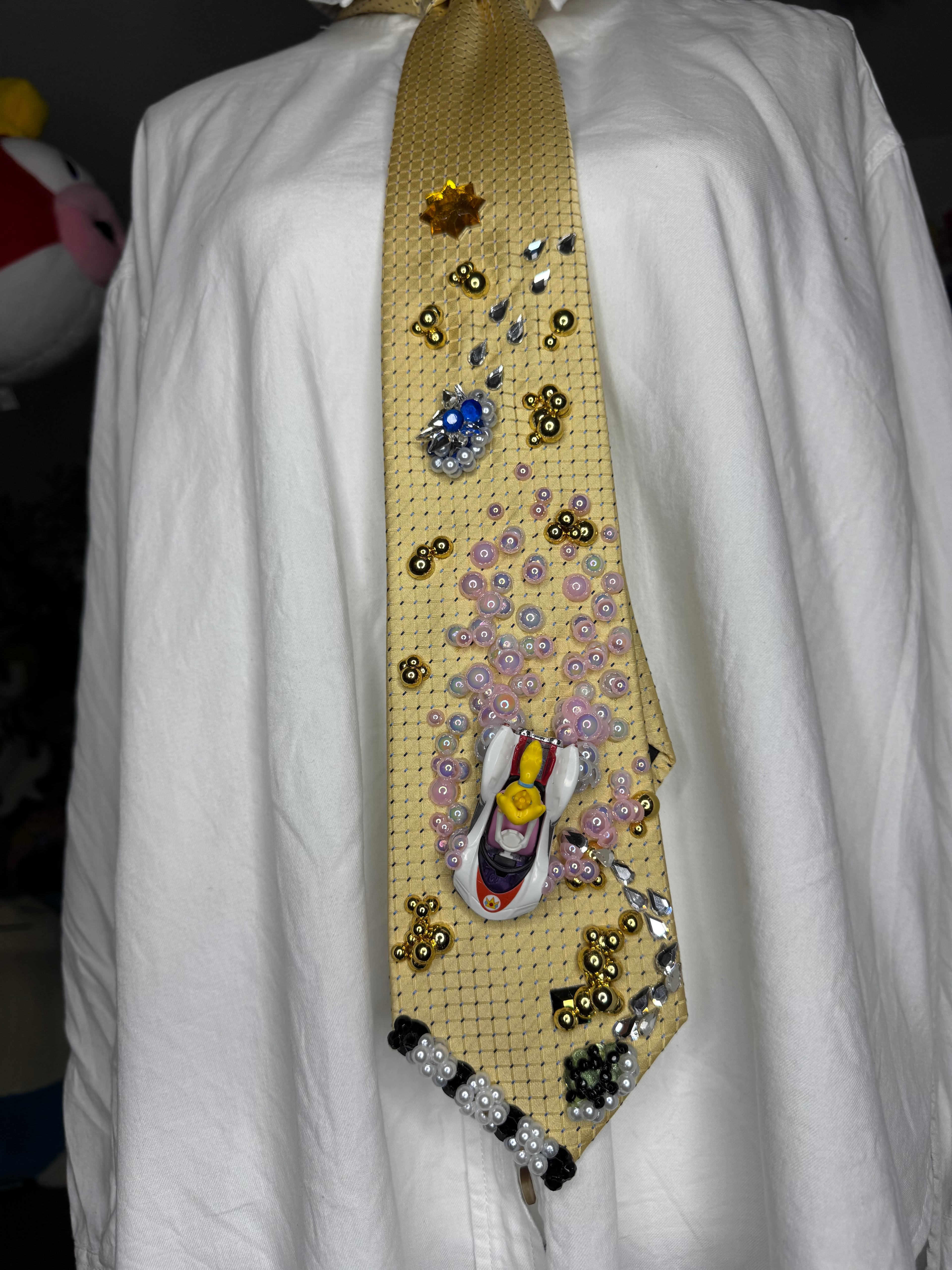 Yellow Princess Peach Dodging Blue Shell 200cc Mario Kart Tie