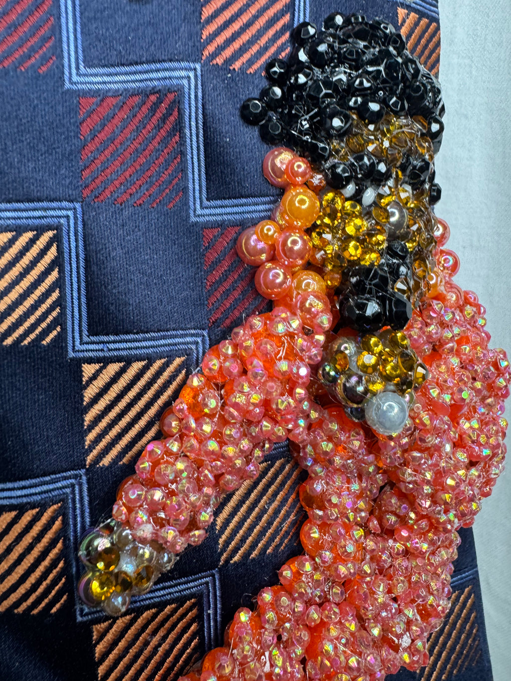 Navy Blue and Orange Michael Jackson in the Air in Peach Space Jumpsuit Singing Workin Day n Night on Victory Tour 1984 Tie