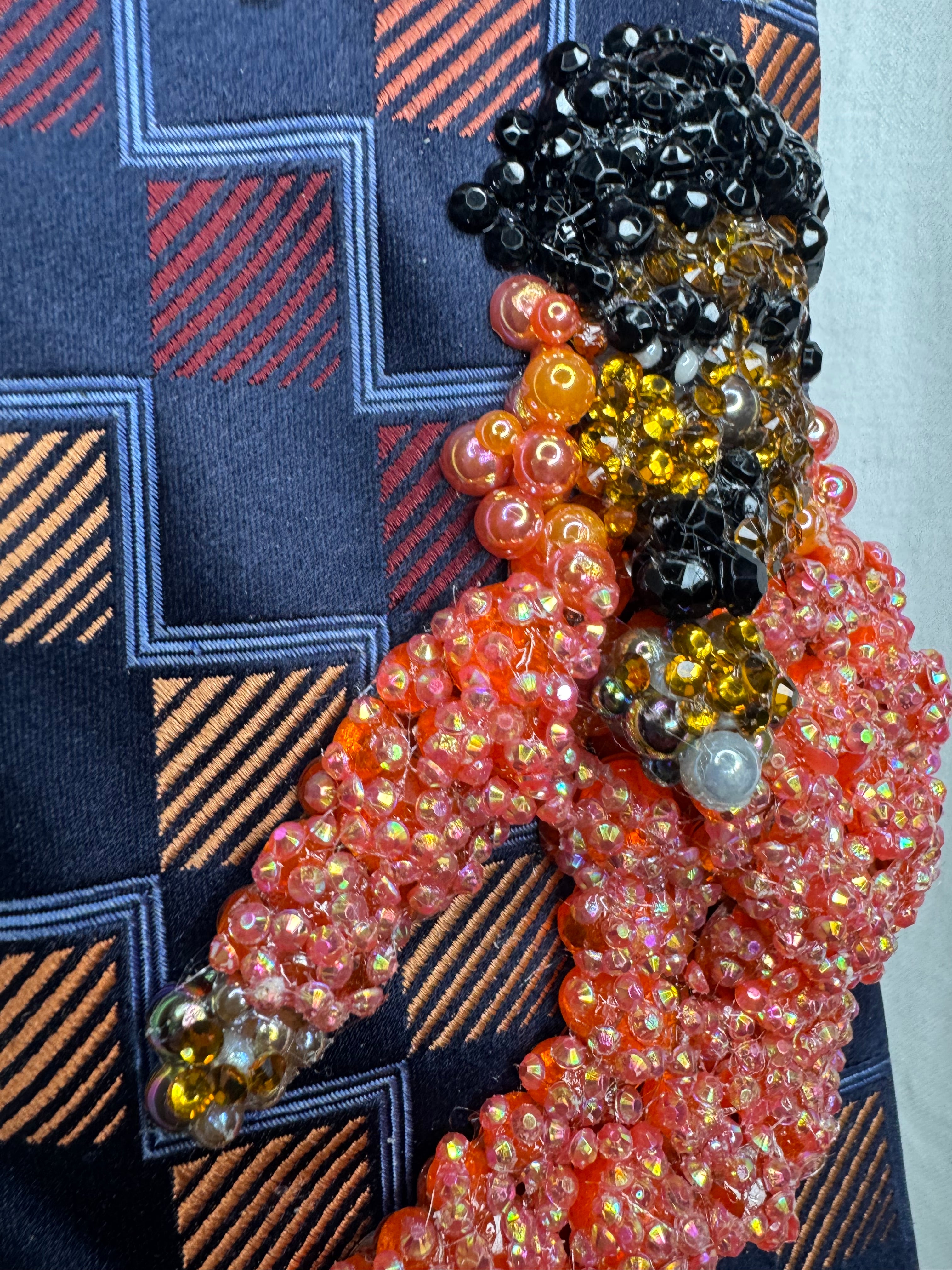 Navy Blue and Orange Michael Jackson in the Air in Peach Space Jumpsuit Singing Workin Day n Night on Victory Tour 1984 Tie
