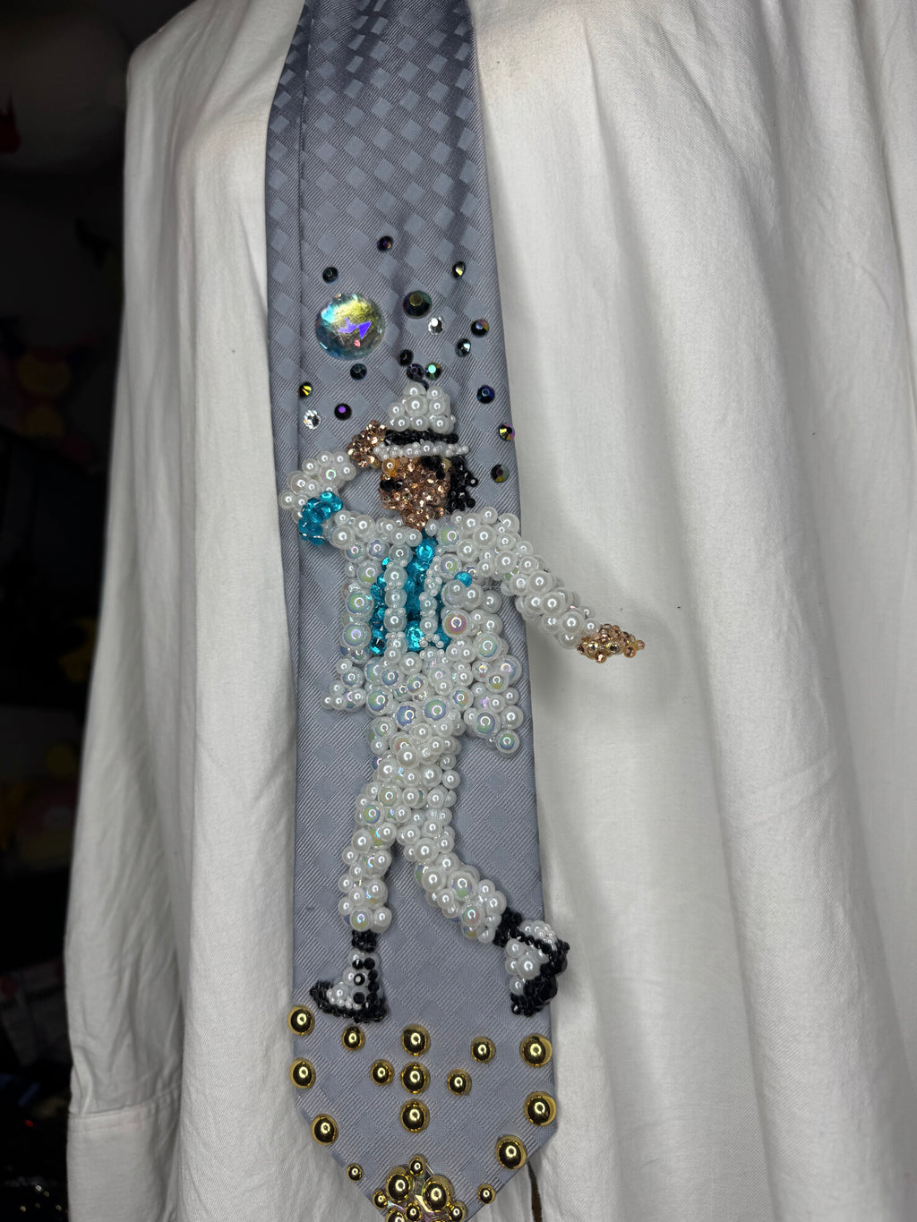 Light Blue Michael Jackson Hitting Hat Grab Leaned Back Walk Move In Smooth Criminal Music Video Tie