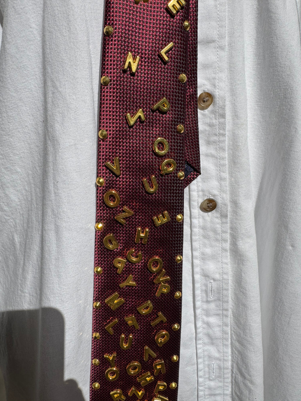 Red Gold Letters Spelling Bee Tie