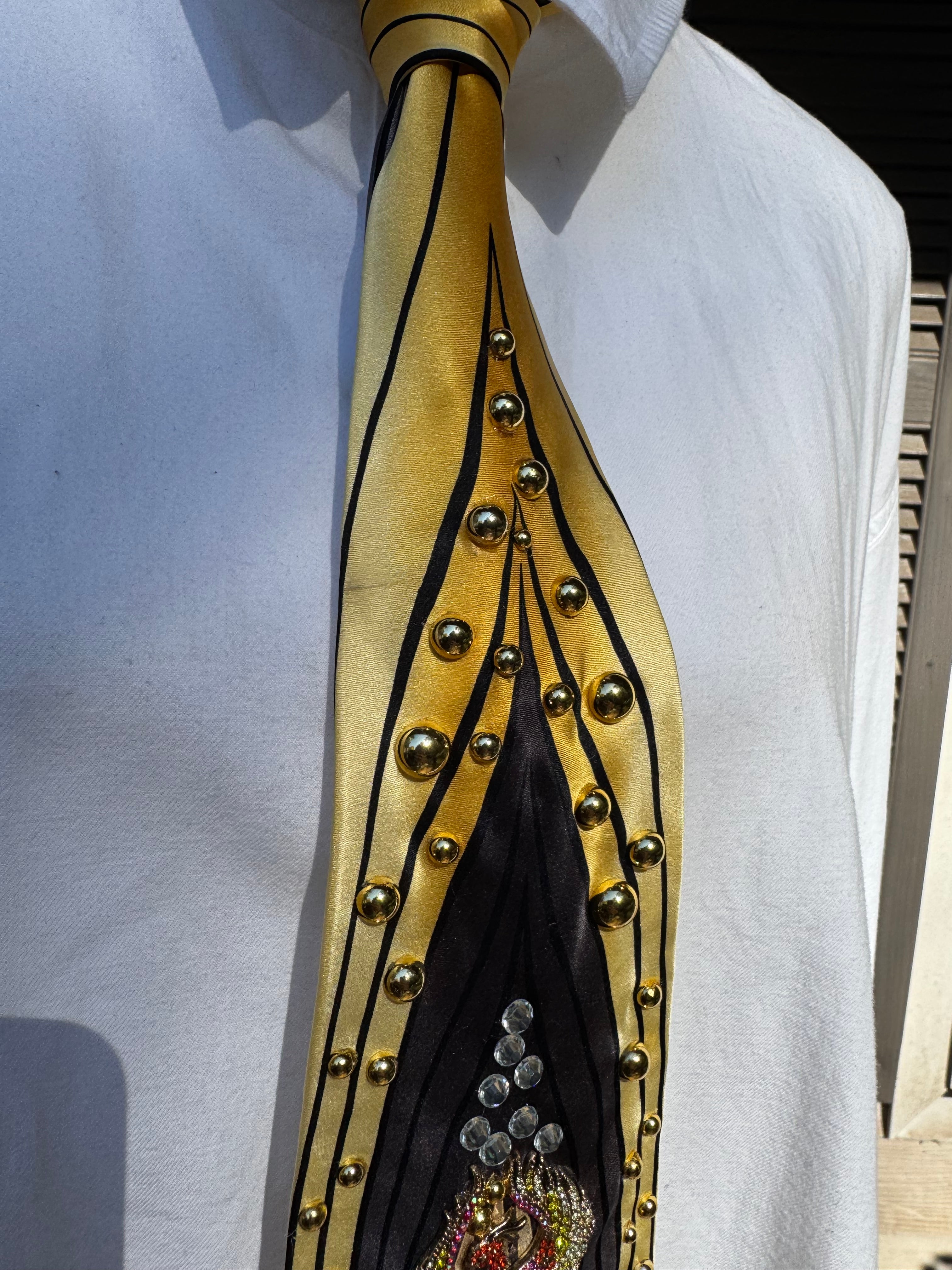 Gold and Grey Supreme Phoenix High Class Royalty Exotic Tie
