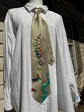 Beige Split Potrait Floral and River Nature Royalty Tie