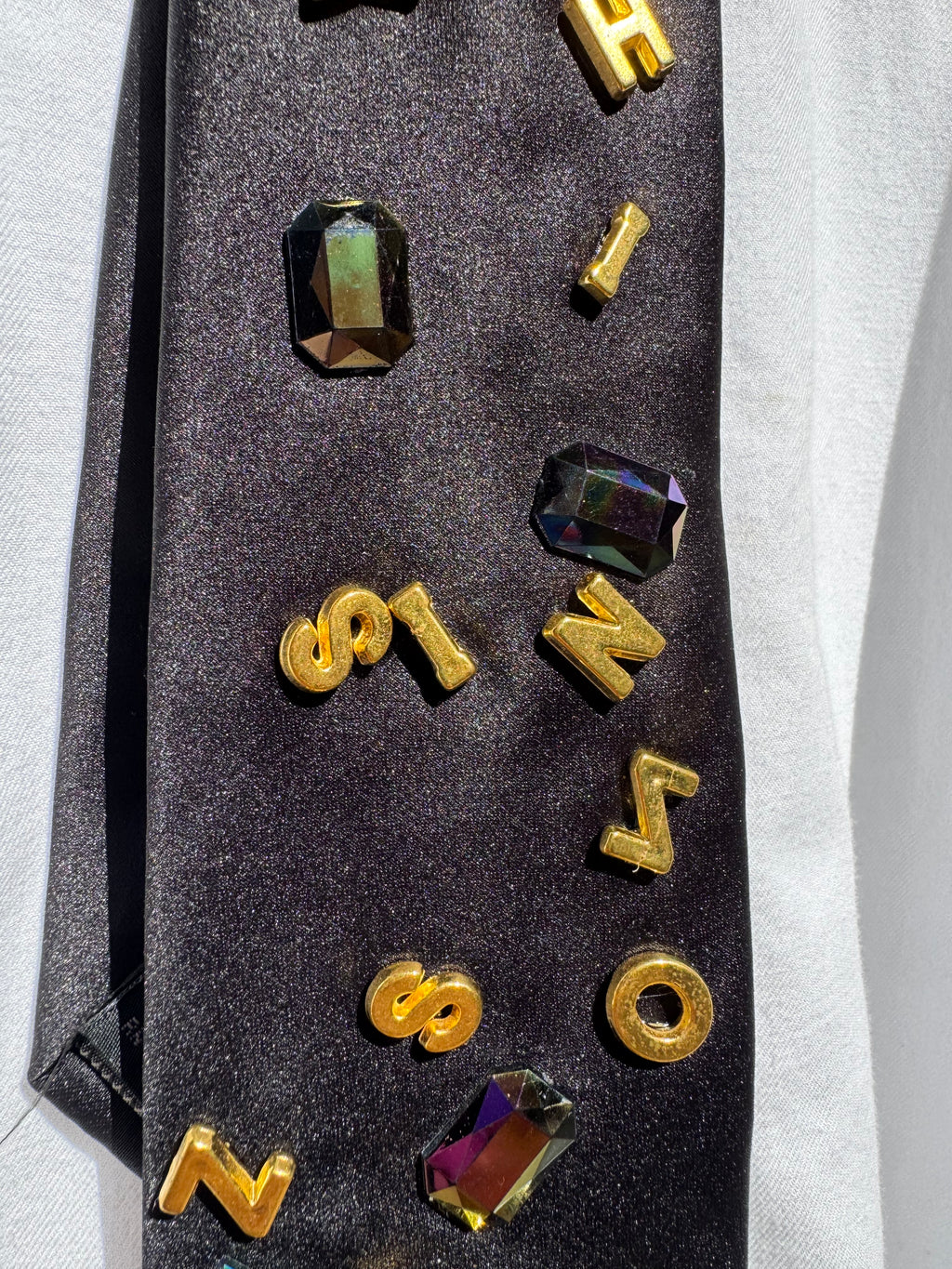 Black Gold Letter Search Royalty Tie