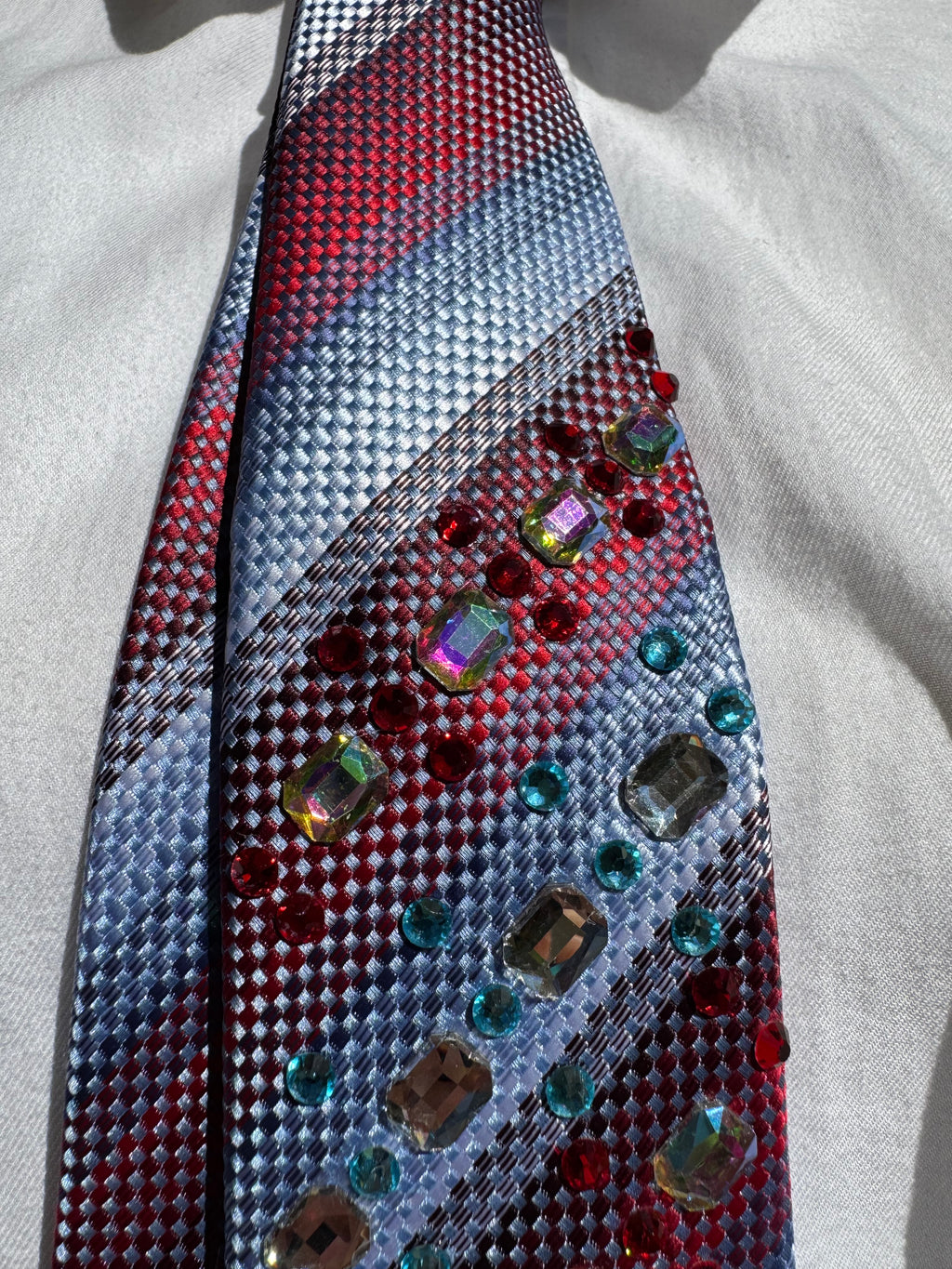 Red and Blue Striped Red Rudolph Nose Christmas Royalty Tie
