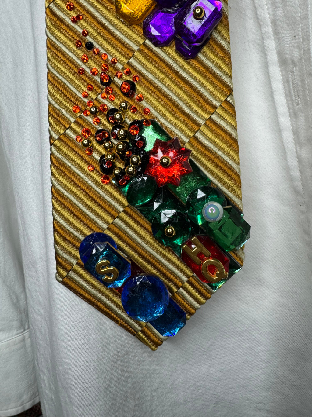 Yellow and Gold Spiderman Saving Burning HQ Building Tie