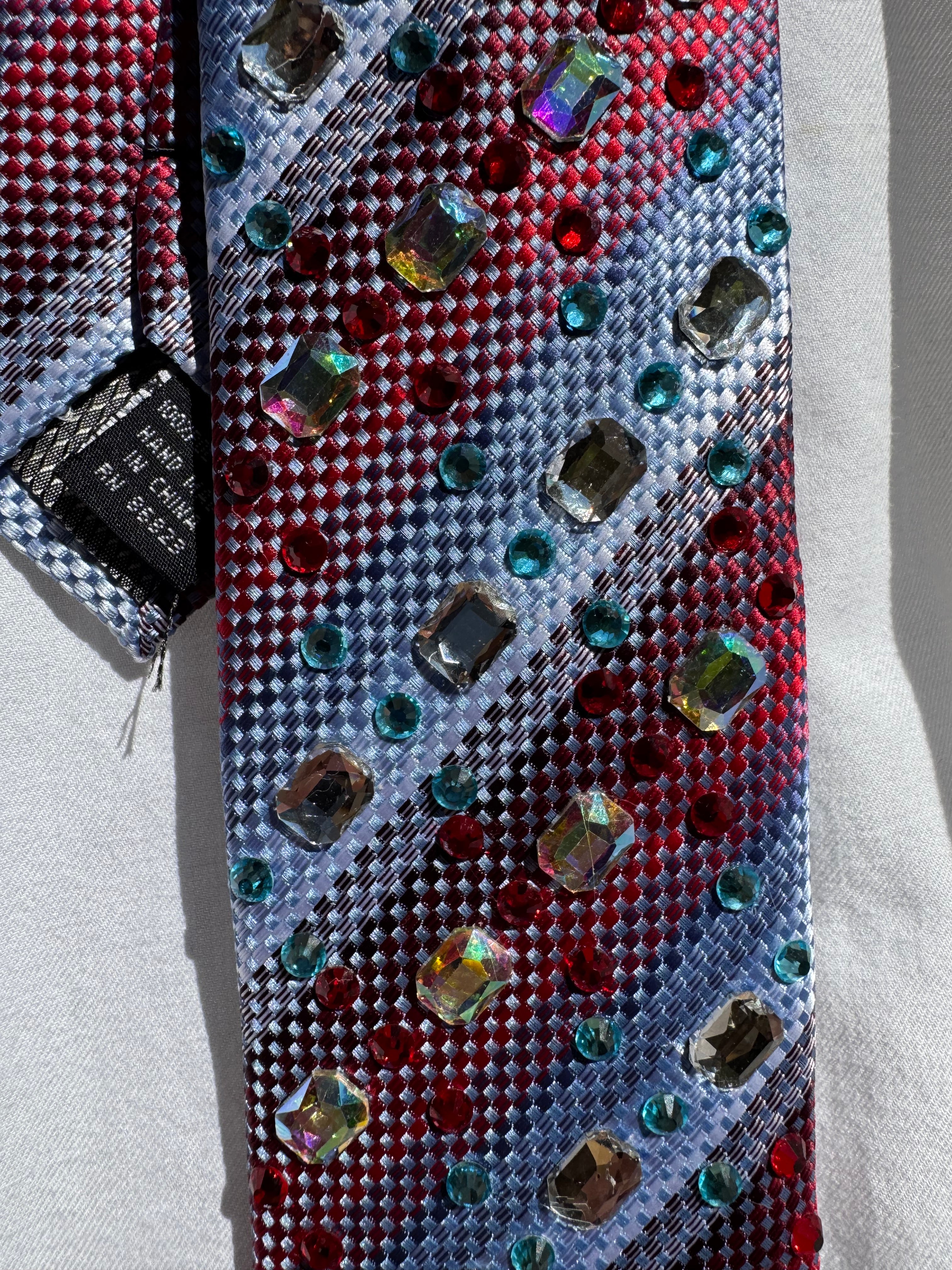 Red and Blue Striped Red Rudolph Nose Christmas Royalty Tie
