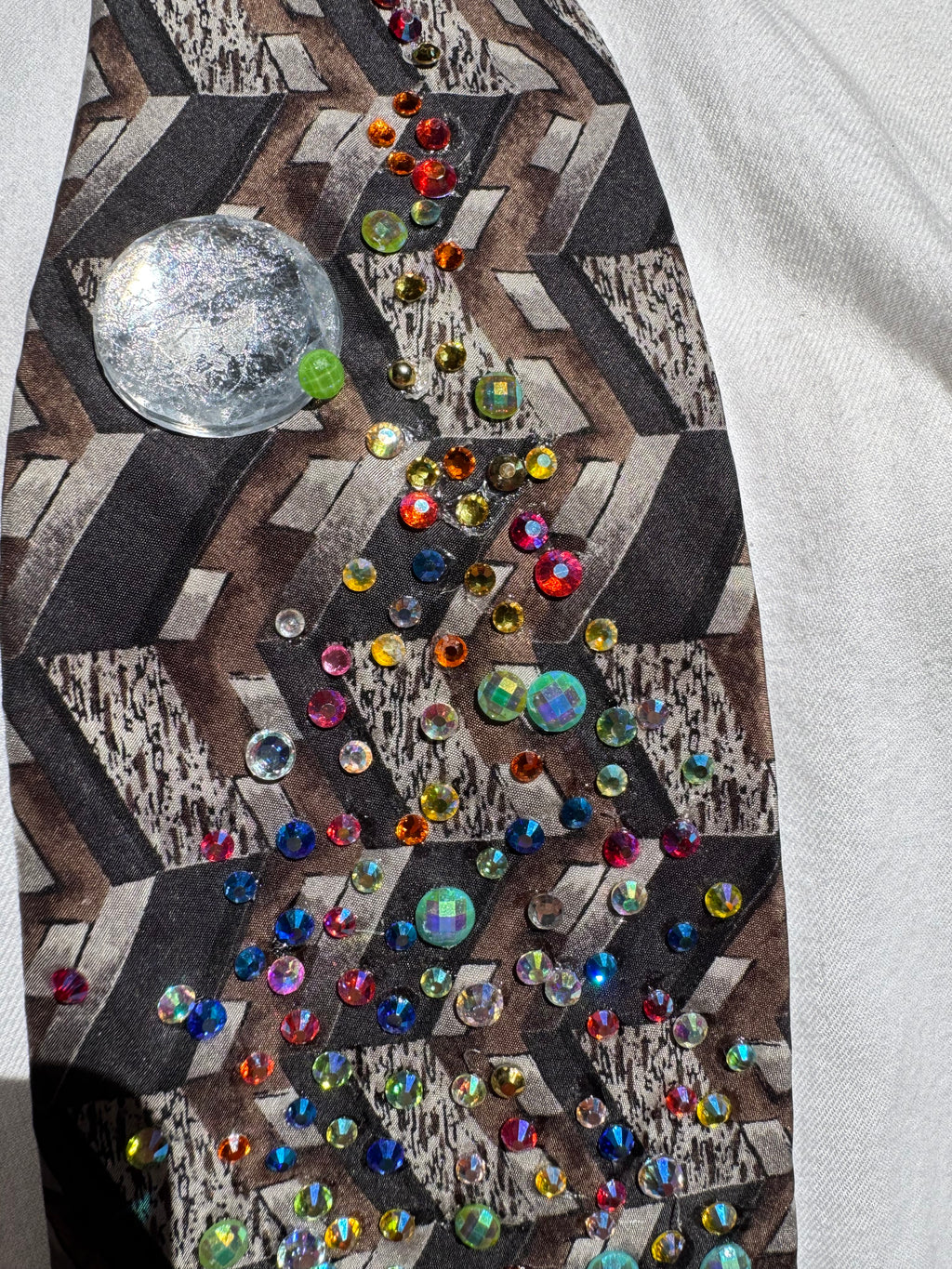 Grey Iridescent Dragon Spitting Rainbow Flames Royalty Tie