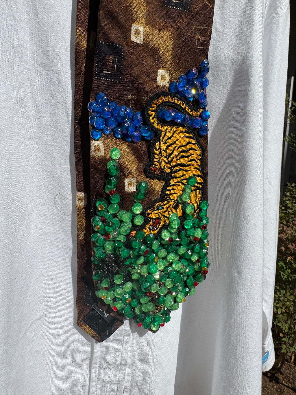 Brown Tiger Playin in Tall Grass Nature Royalty Tie