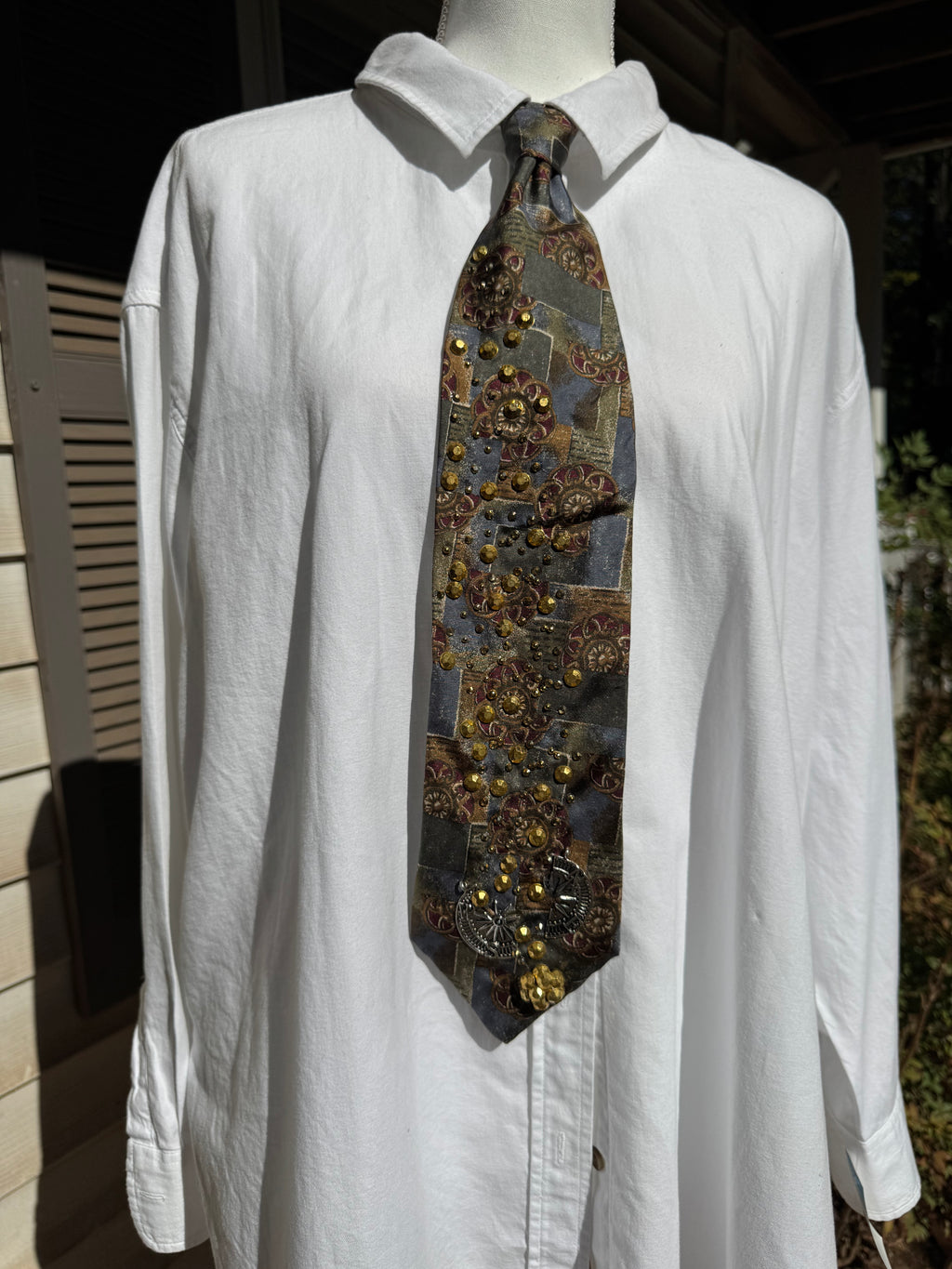 Gold and Grey Renaissance Printed Gold Asteroid Breaking Compass Space Royalty Tie