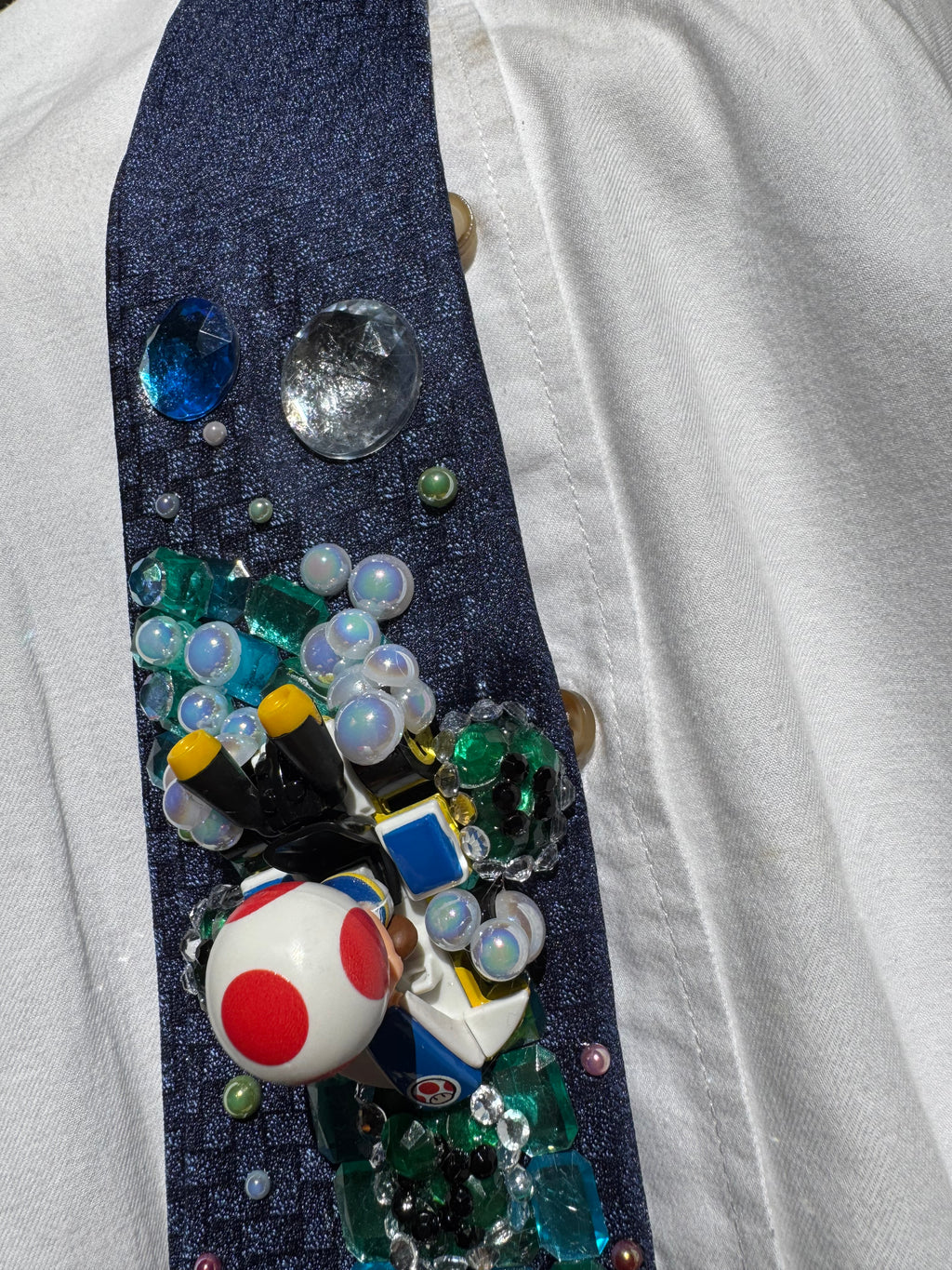 Navy Blue Mario Vs Toad on Icy Glacier Road 200cc Mario Kart Tie