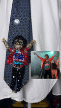 Navy Blue Michael Jackson Arm Swing in the Air Move For Beat It Music Video Tie