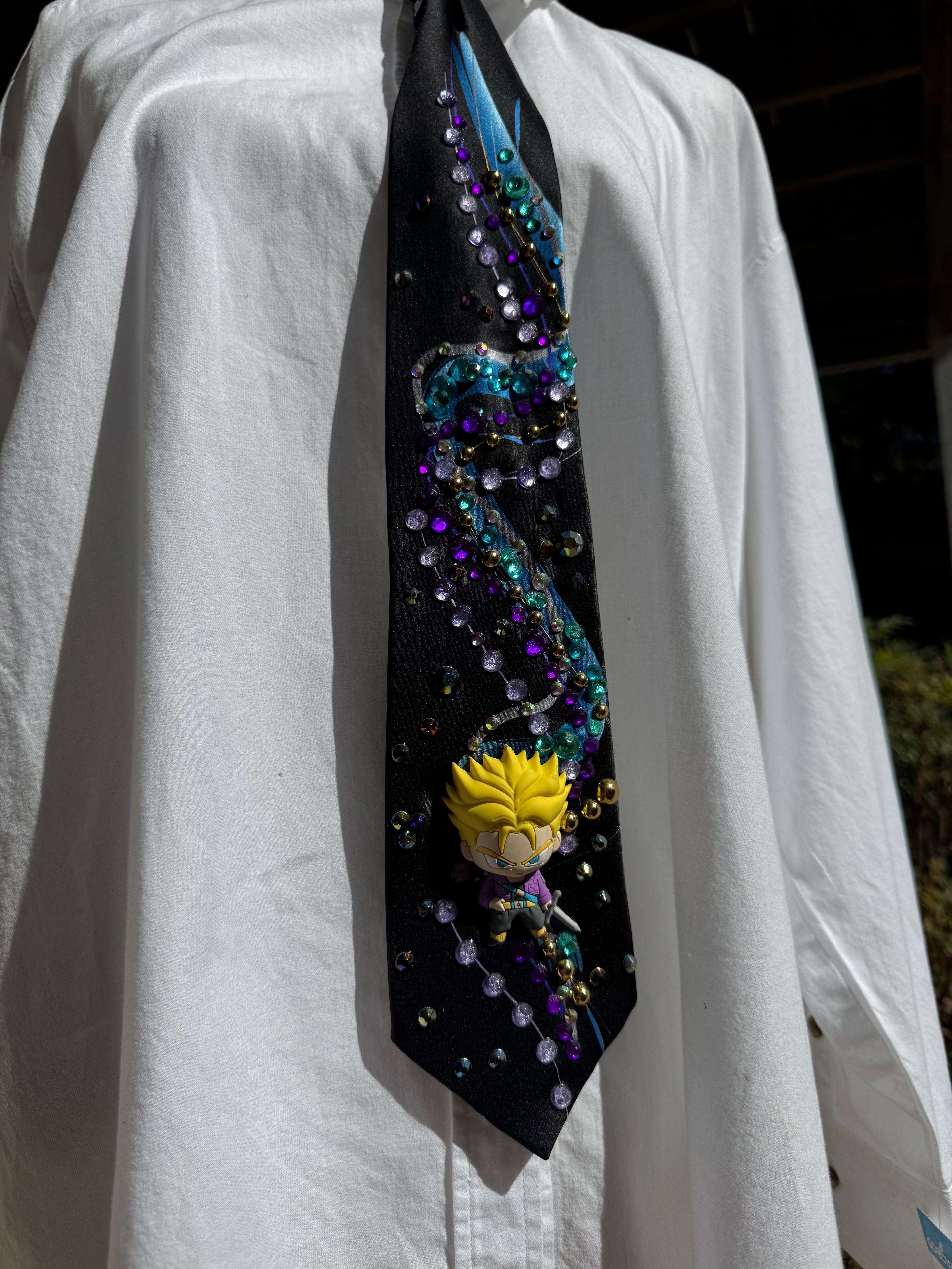 Black Futuristic Swirls Future Trunkz Dragon Ball Z Tie