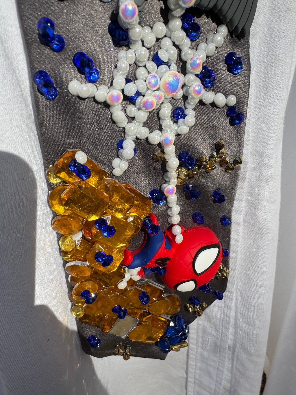 Grey Silk Spiderman Vs The Vulture Over the City In a Storm Spiderman Tie