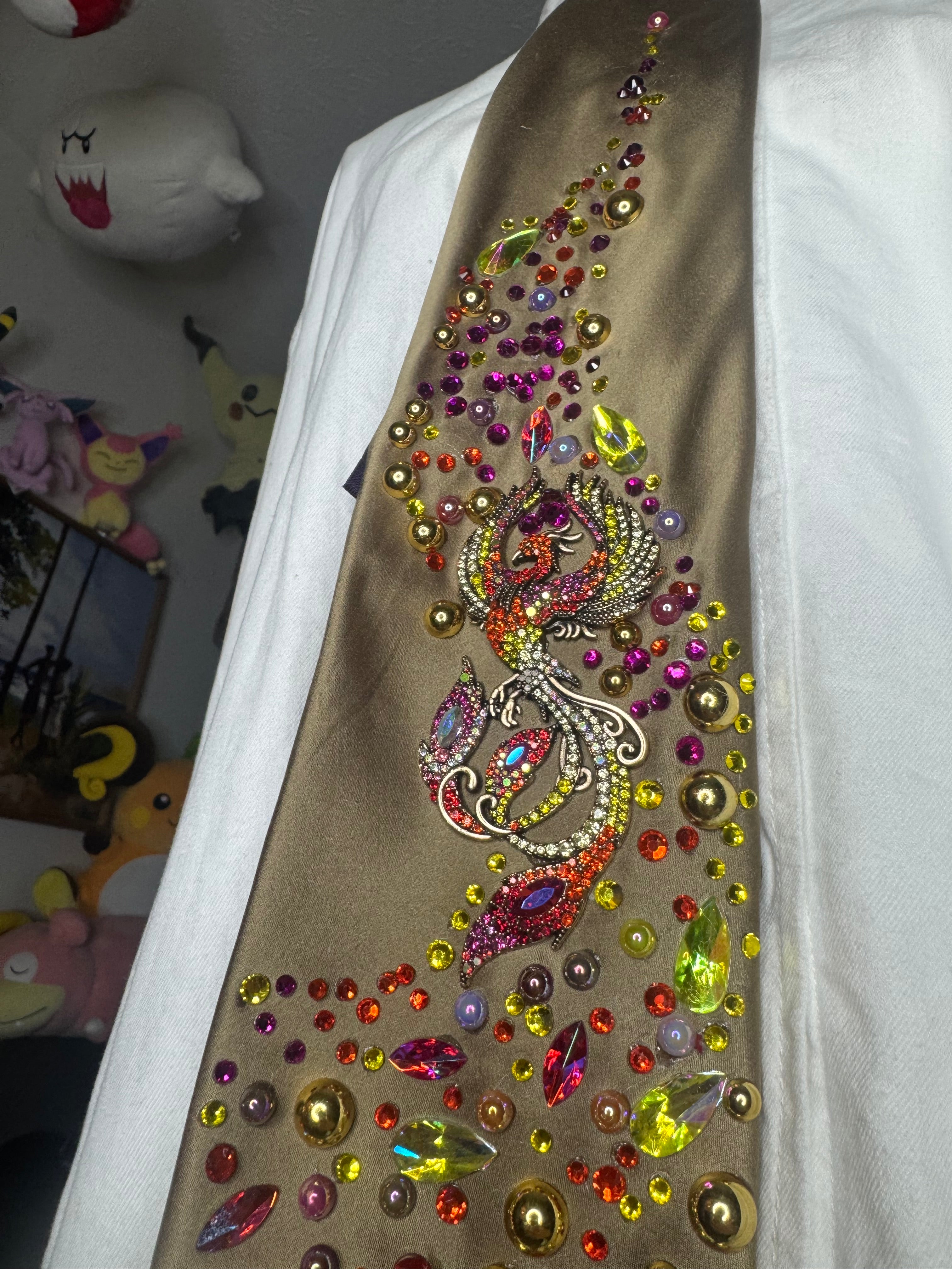 Brown Silk Aura Colored River Phoenix Royalty Nature Tie