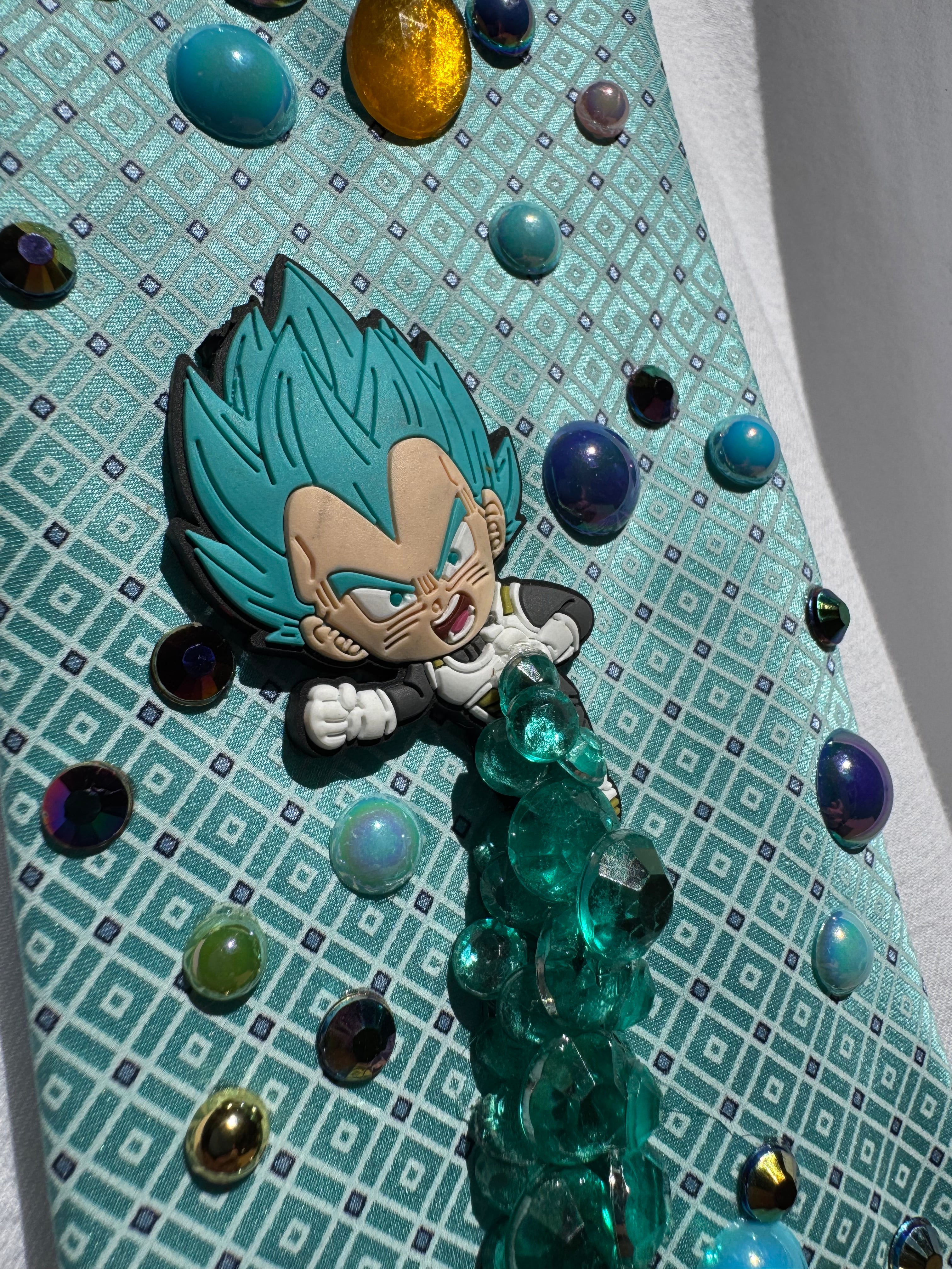 Light Turquoise Super Saiyan Blue Vegeta Blasting Dragon Ball Z Anime Tie
