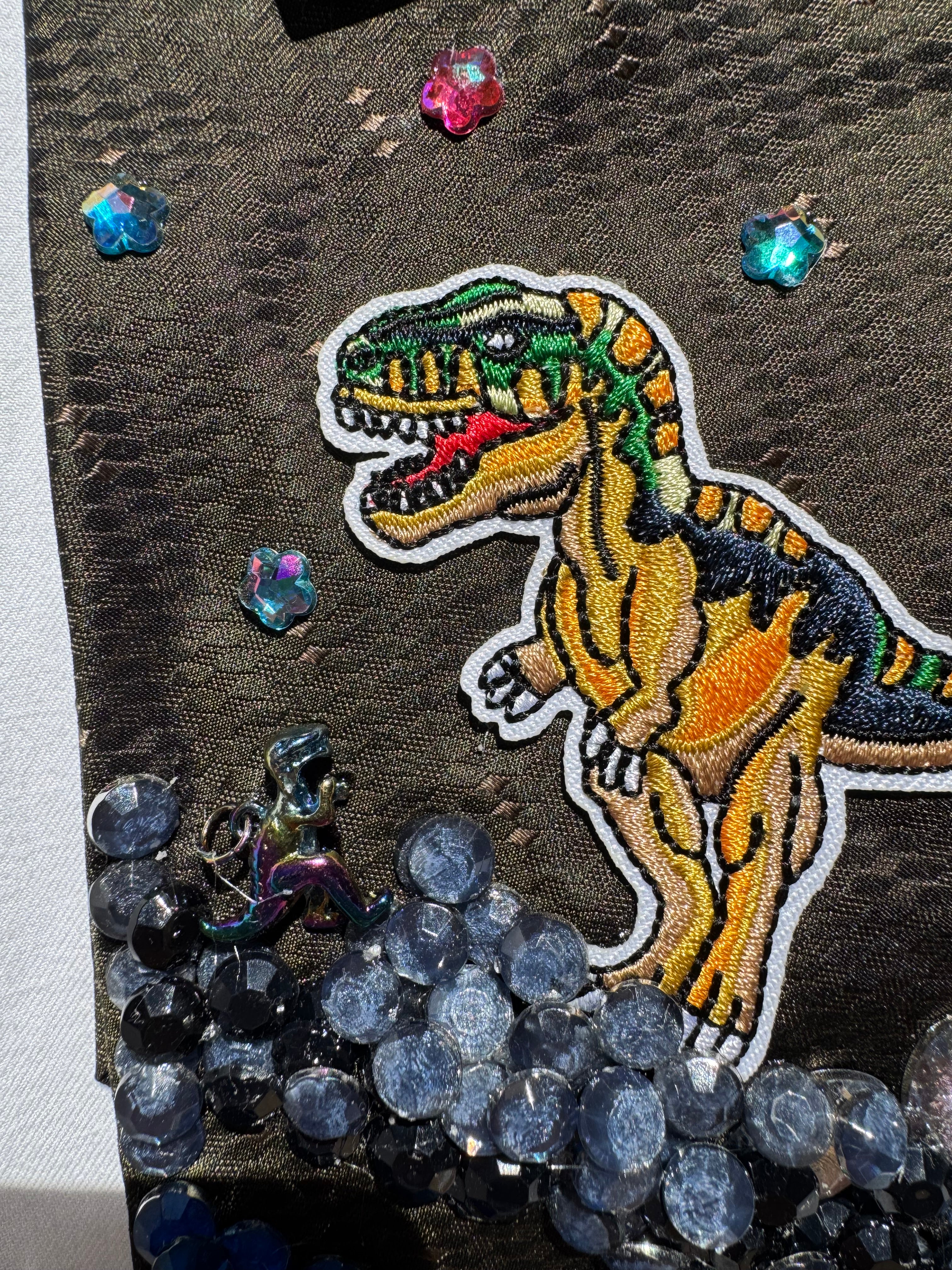 Dark Green Huge Asteroid Crashing Jurassic World Dinosaurs Tie