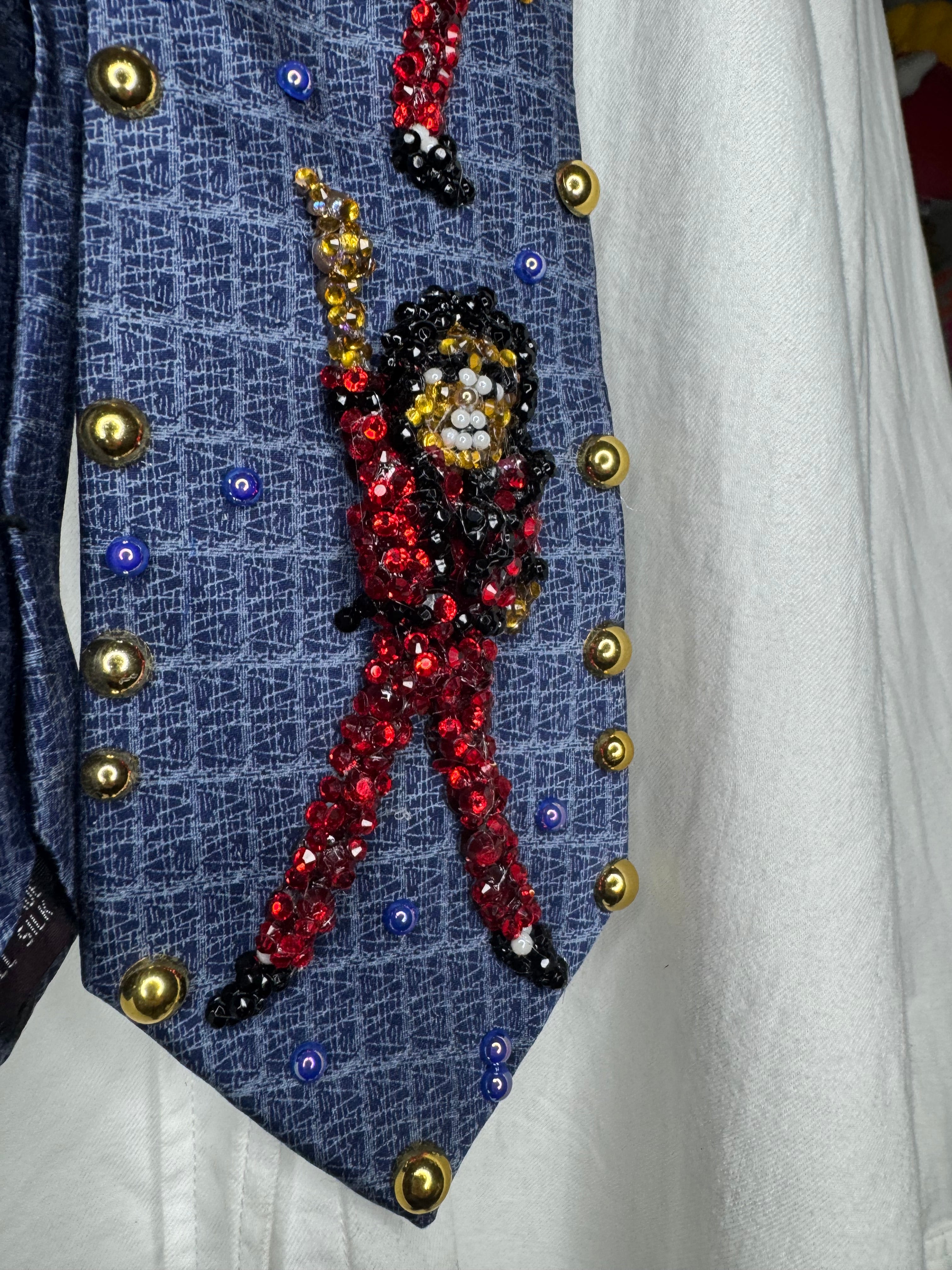 Navy Blue Michael Jackson Kick into Pointing Up Double Dance Scene From Thriller Short Film Tie