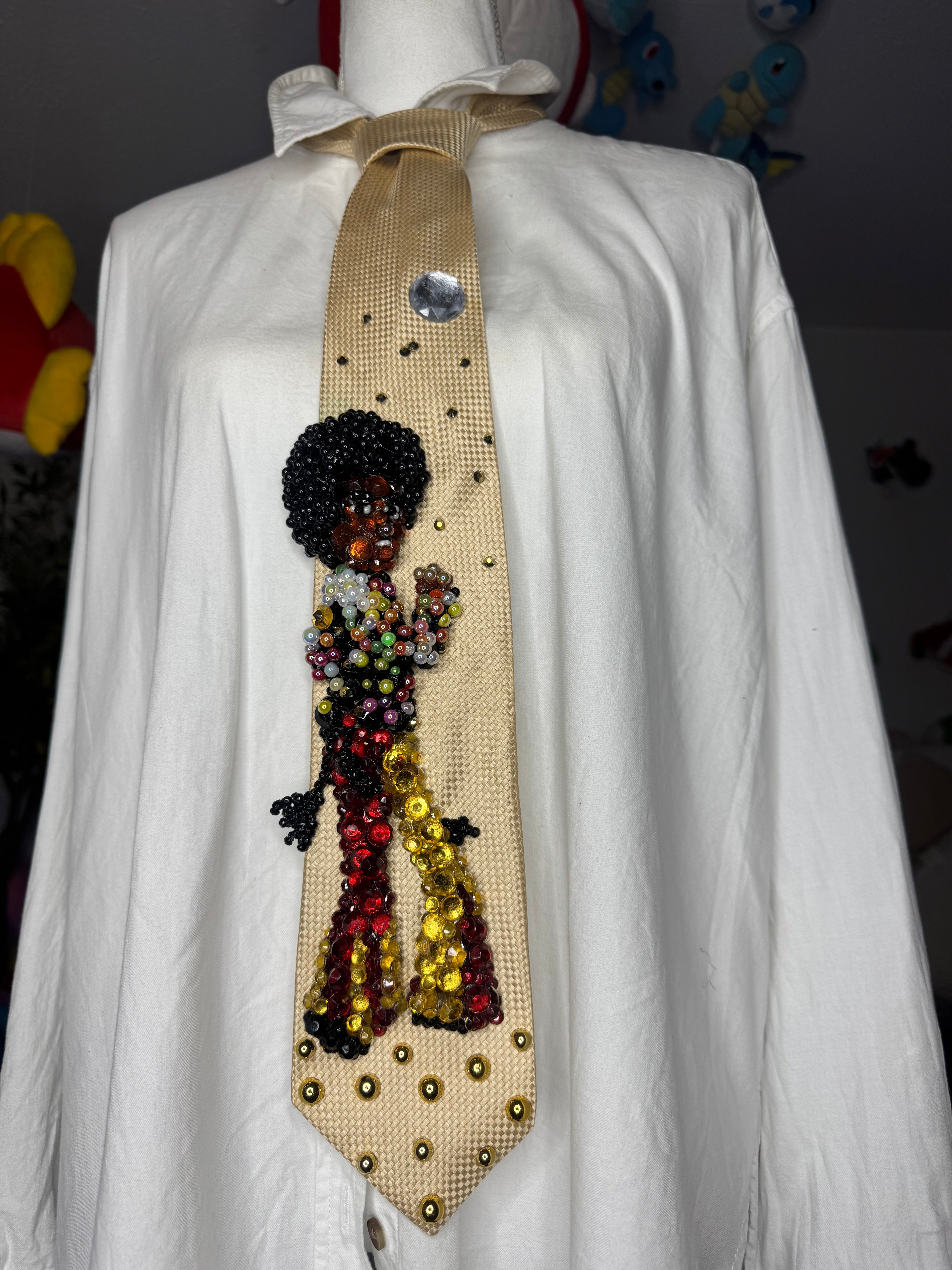 Yellow Michael Jackson Stand Pose Floral Polo and Bell Bottoms Photoshoot 1971 Tie