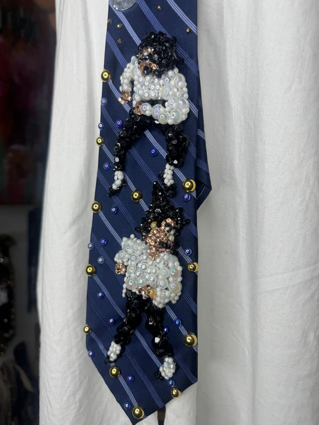Navy Blue Striped Michael Jackson Double Dance Scene From Ghosts Short Film