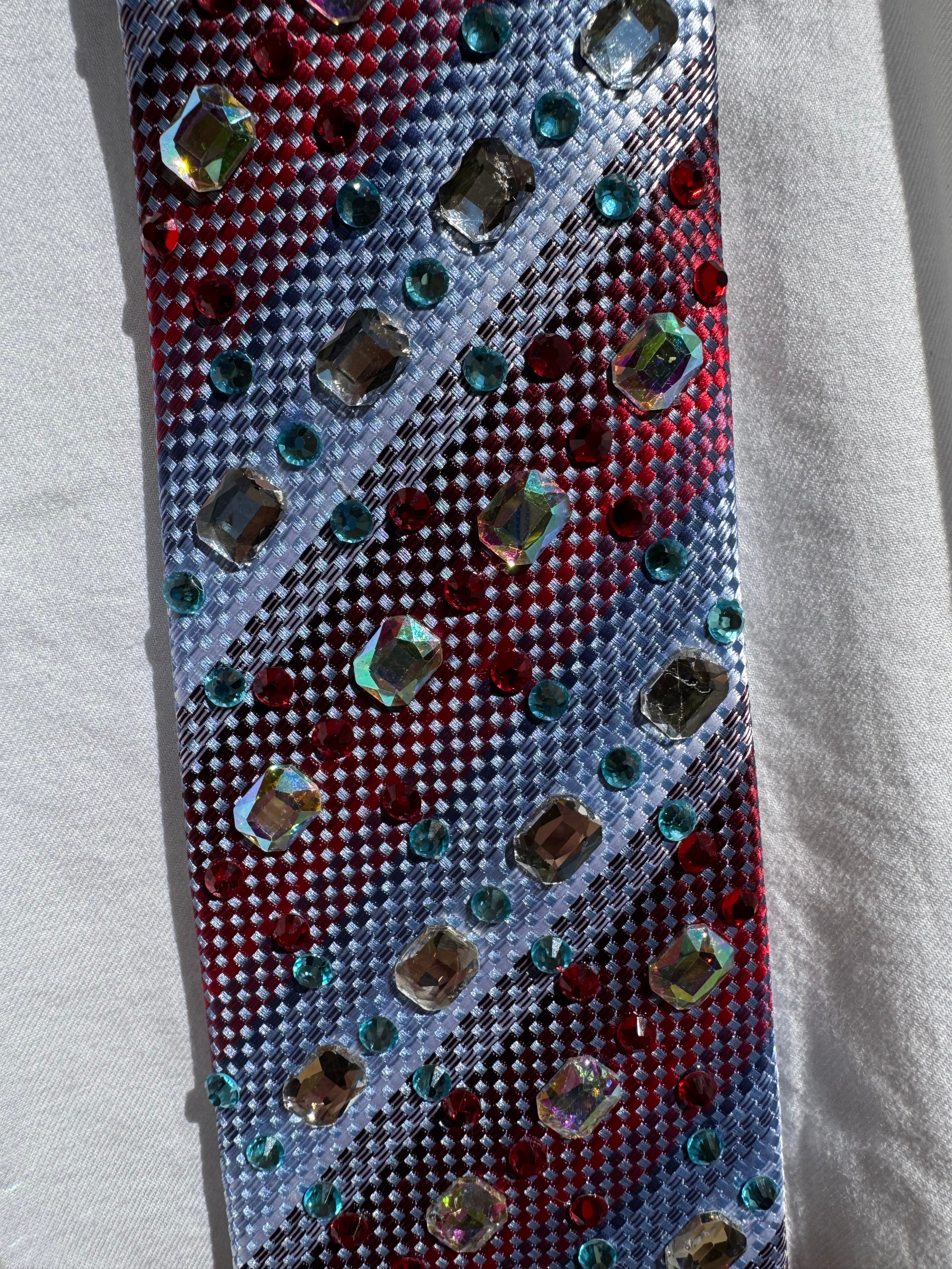 Red and Blue Striped Red Rudolph Nose Christmas Royalty Tie