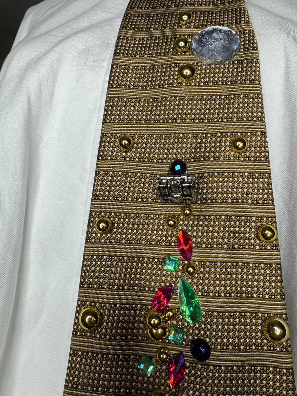 Gold Treasure Box Spilling Jewels Royalty Tie