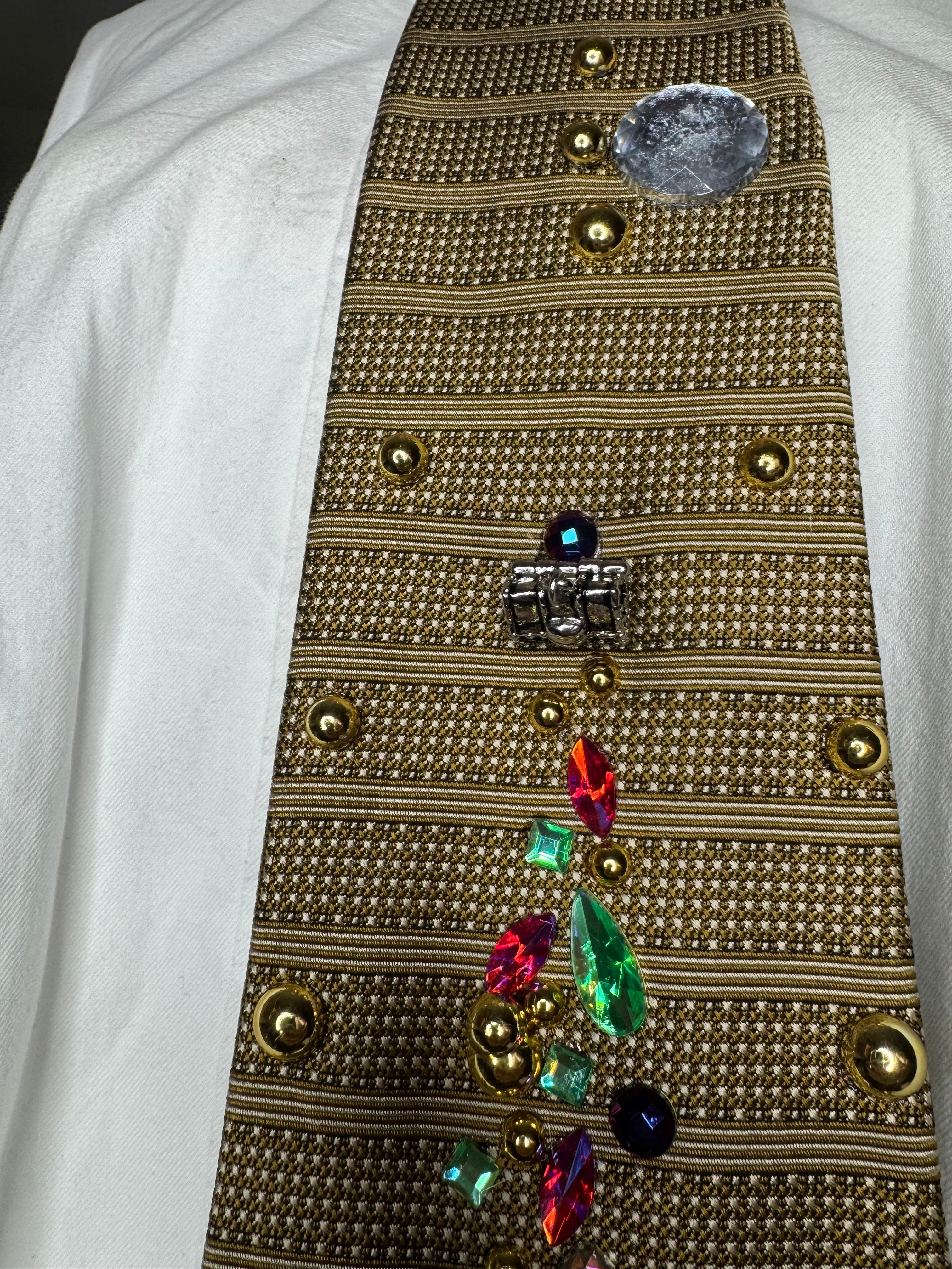 Gold Treasure Box Spilling Jewels Royalty Tie