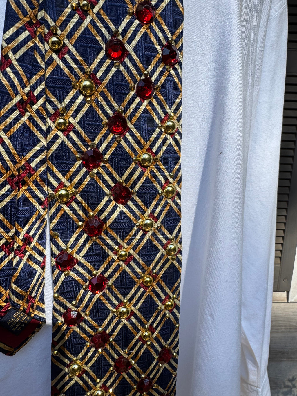 Navy Blue and Gold Striped High Class Royalty Tie
