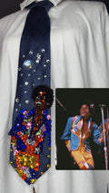 Navy Blue Young Michael Jackson Diamond Print Outfit at Astrodome Jackson 5 1974 Tie