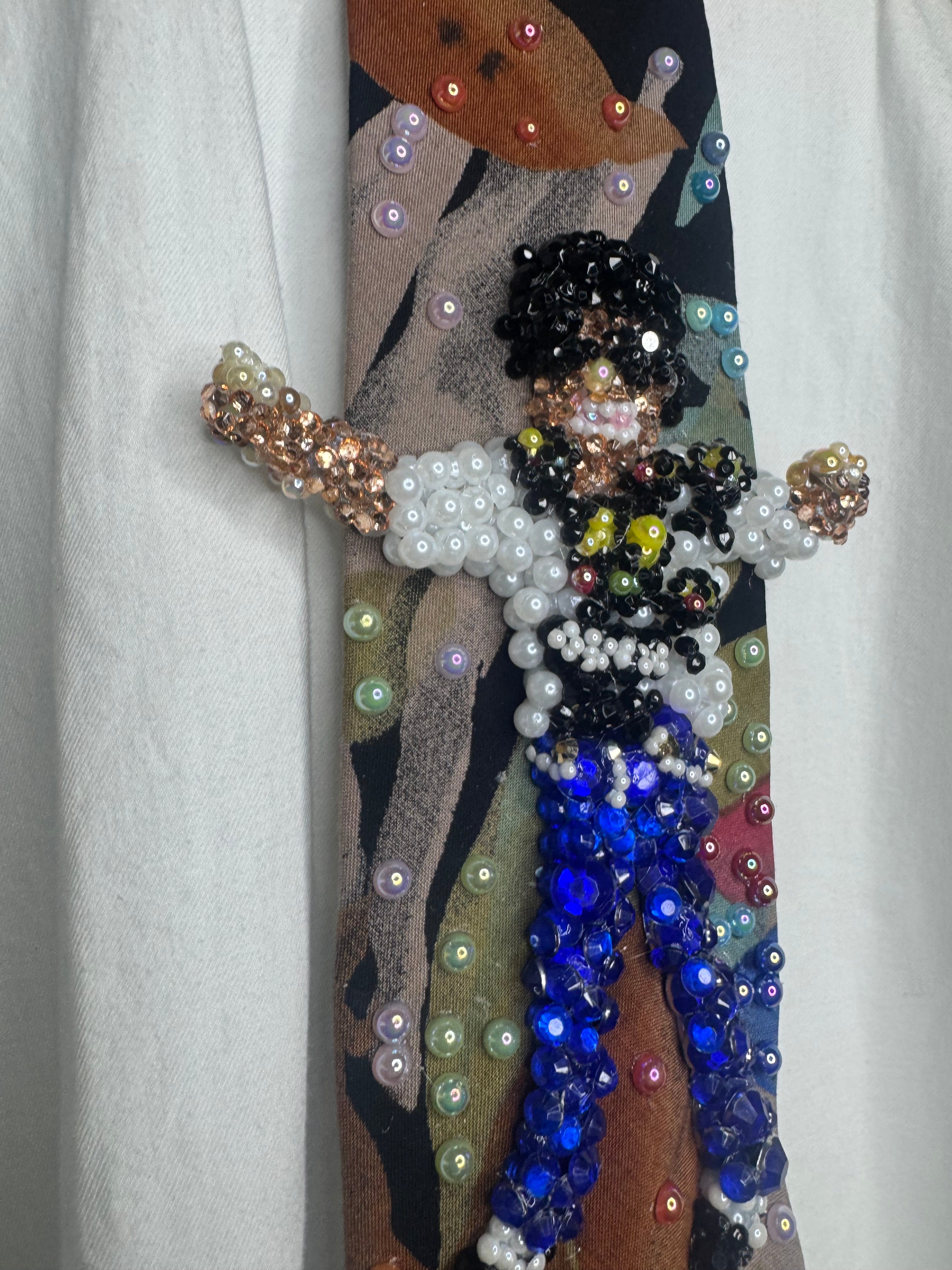 Multicolored Floral Print Michael Jackson Dancing in TDCAU Music Video Tie
