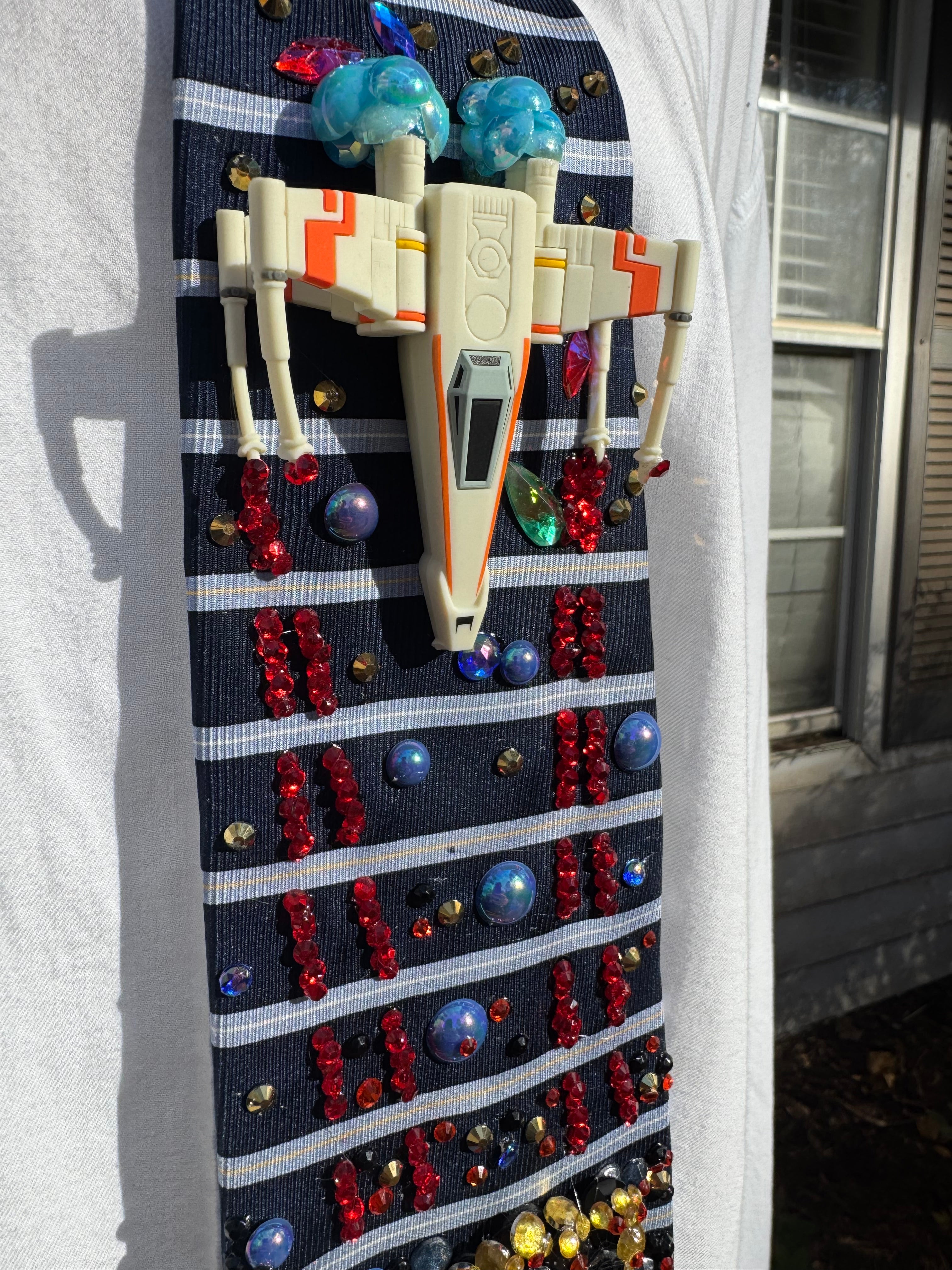 Navy Blue Striped X Wing Starfighter in Combat Sliced Picture Star Wars Tie